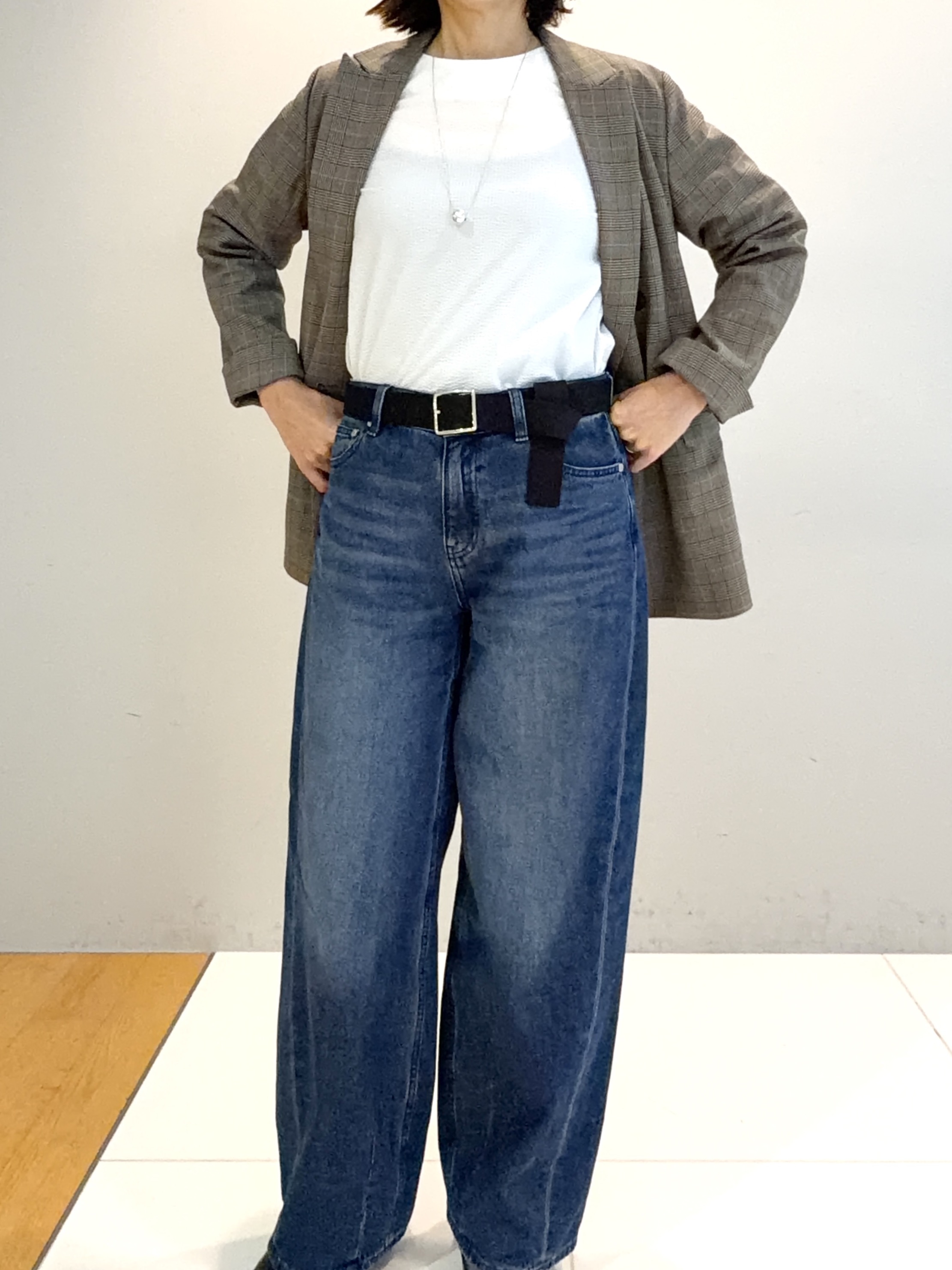 murayamaさんの「INDIVI｜【洗濯機OK／ストレッチ◎】秋はじめのダブルジャケット」を使ったコーディネート
