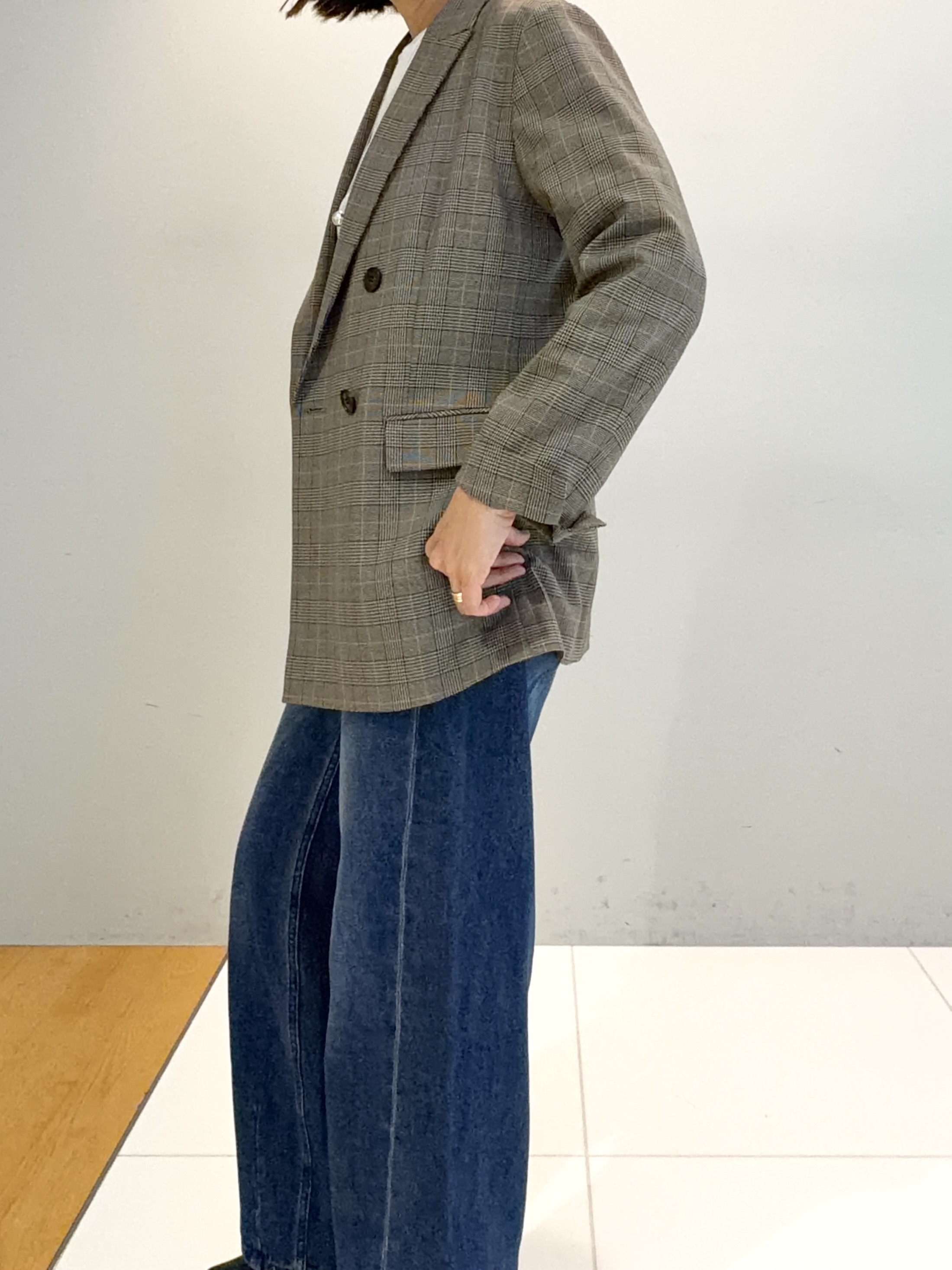 murayamaさんの「INDIVI｜【洗濯機OK／ストレッチ◎】秋はじめのダブルジャケット」を使ったコーディネート