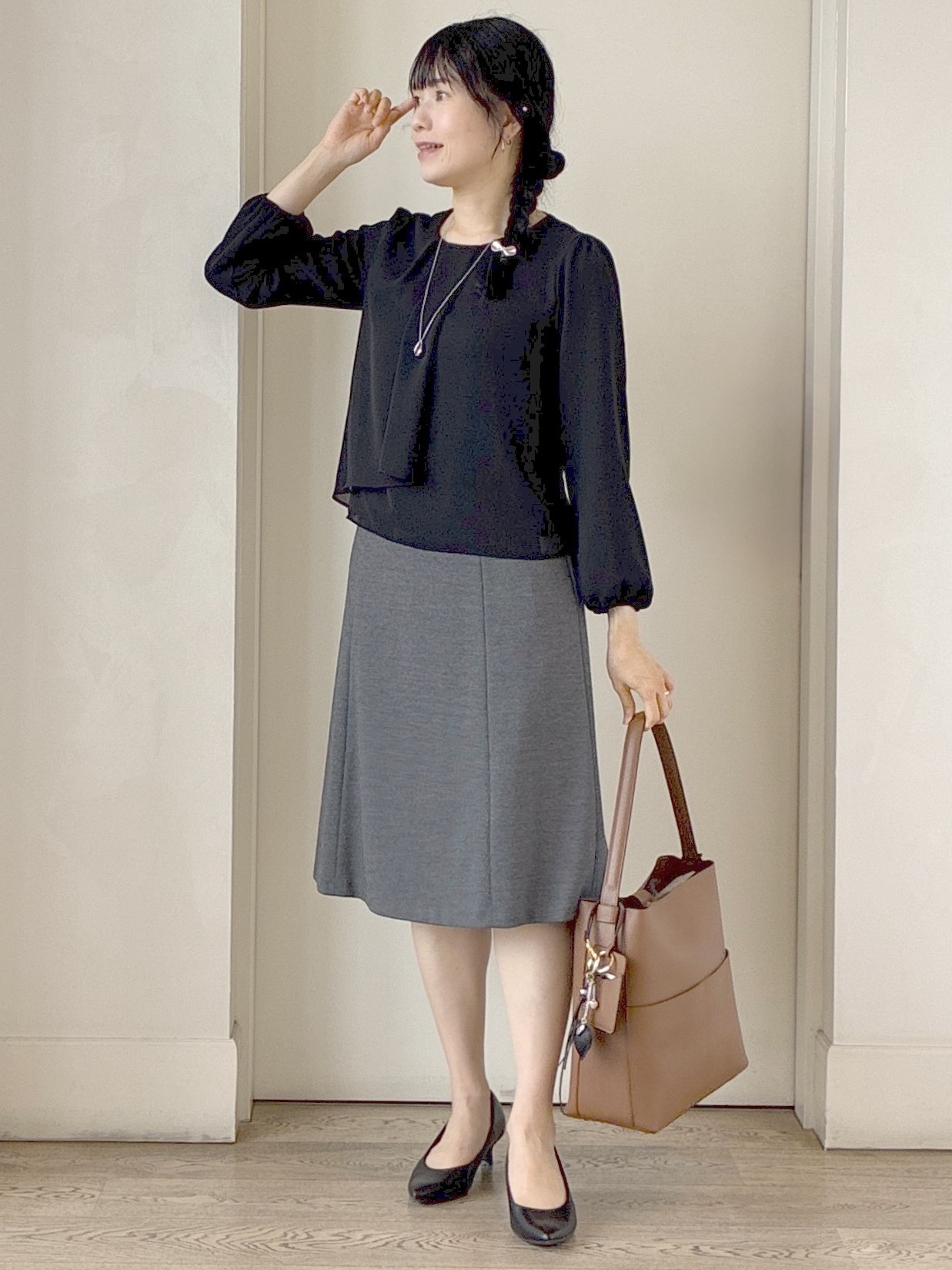  beni_gingerさんの「Reflect｜【SS-4Lサイズ／通勤／セレモニー】クルーネック シフォンブラウス」を使ったコーディネート