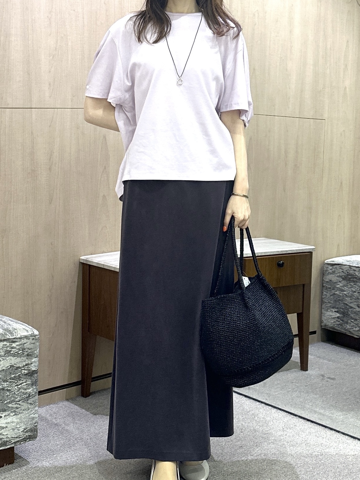 Miwaさんの「UNTITLED｜【汗染み防止/接触冷感】ドルマンプルオーバー」を使ったコーディネート