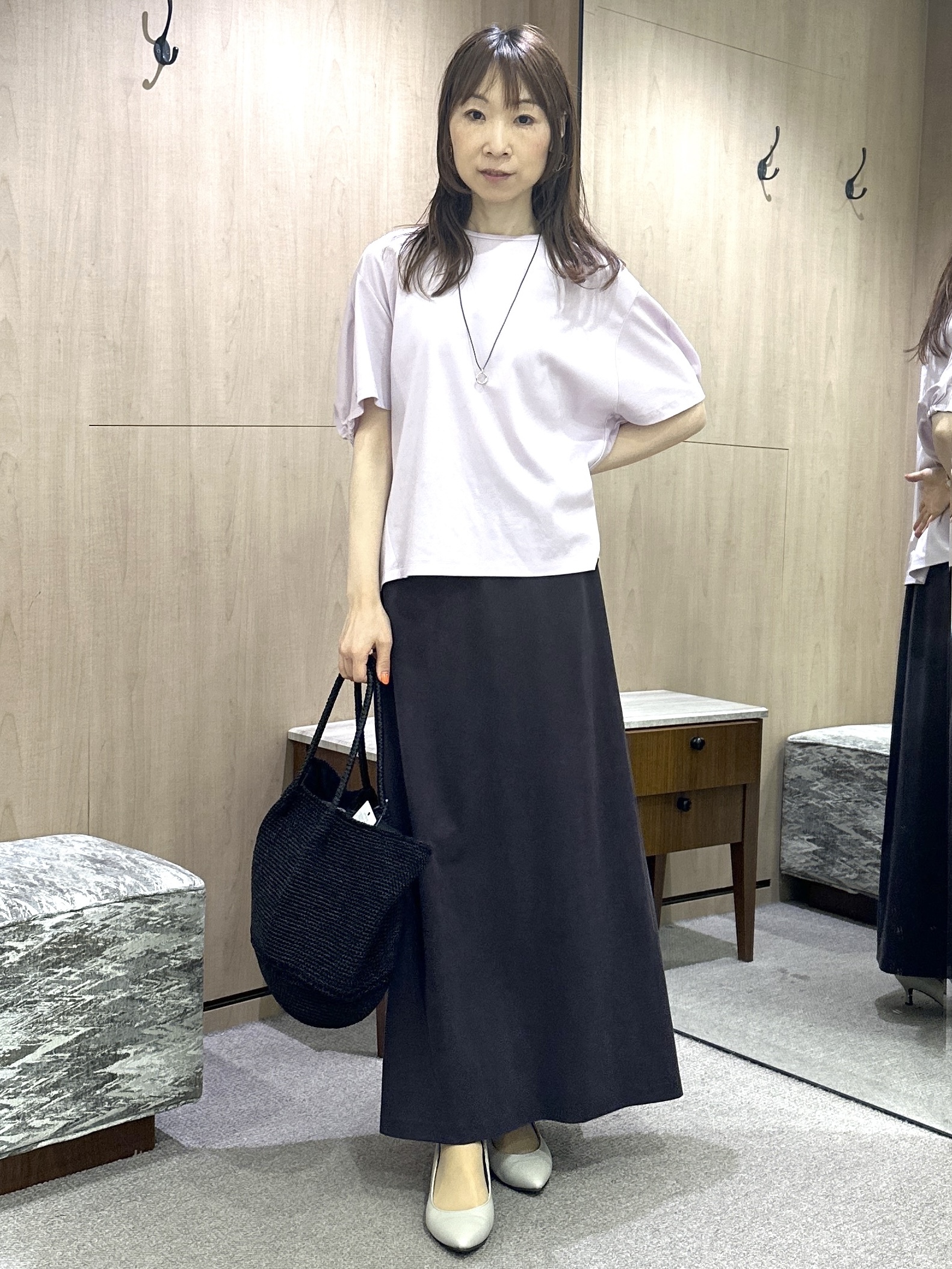 Miwaさんの「UNTITLED｜【汗染み防止/接触冷感】ドルマンプルオーバー」を使ったコーディネート