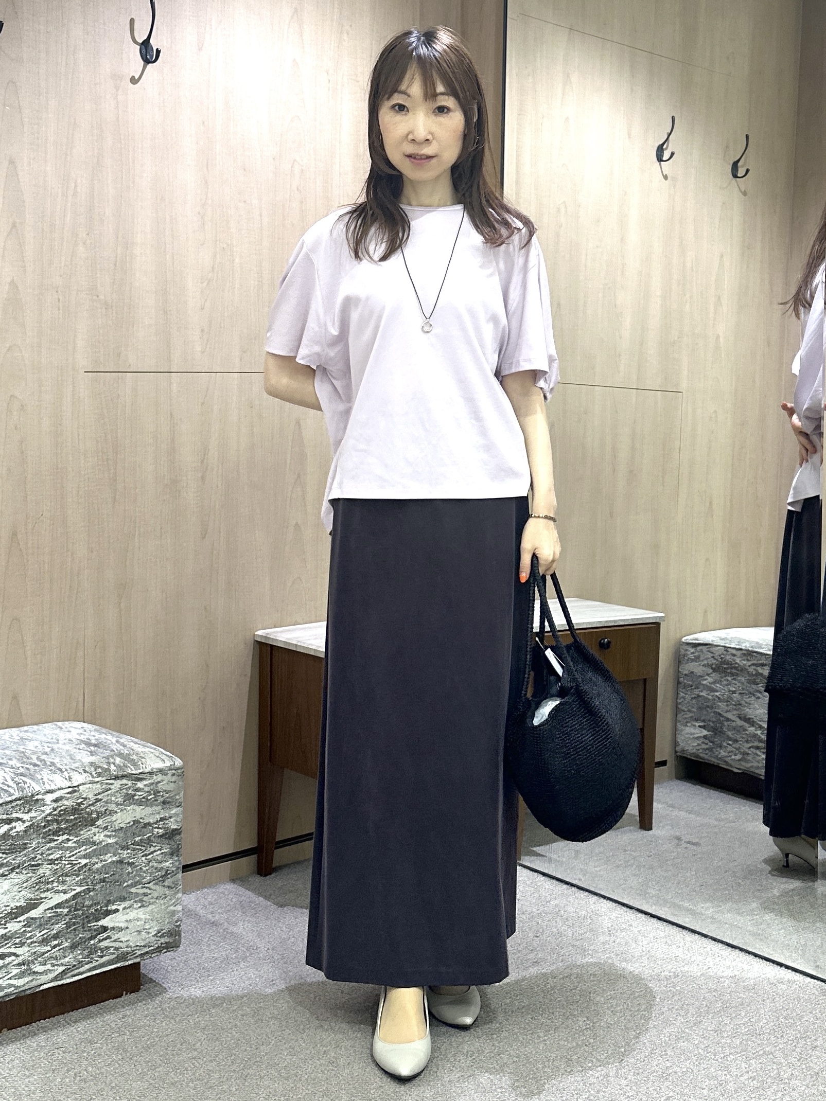 Miwaさんの「UNTITLED｜【汗染み防止/接触冷感】ドルマンプルオーバー」を使ったコーディネート