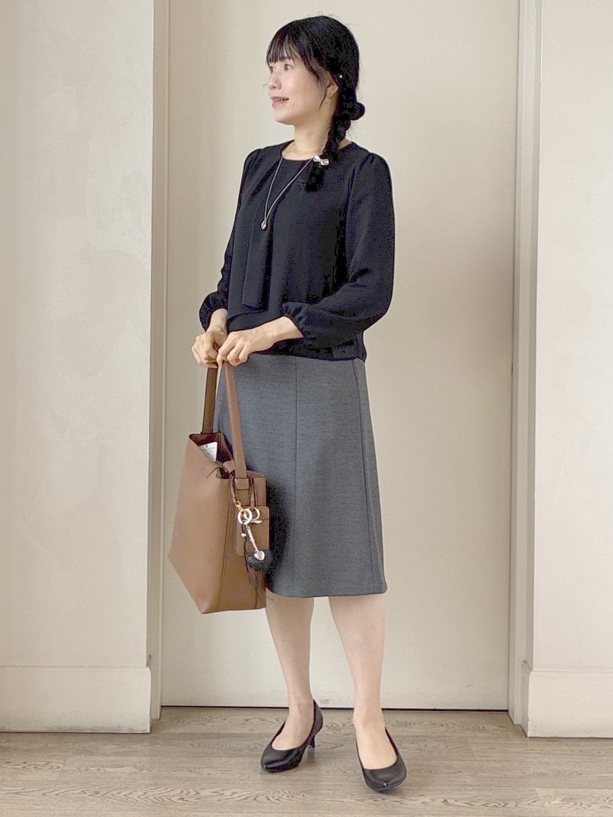  beni_gingerさんの「Reflect｜【SS-4Lサイズ／通勤／セレモニー】クルーネック シフォンブラウス」を使ったコーディネート