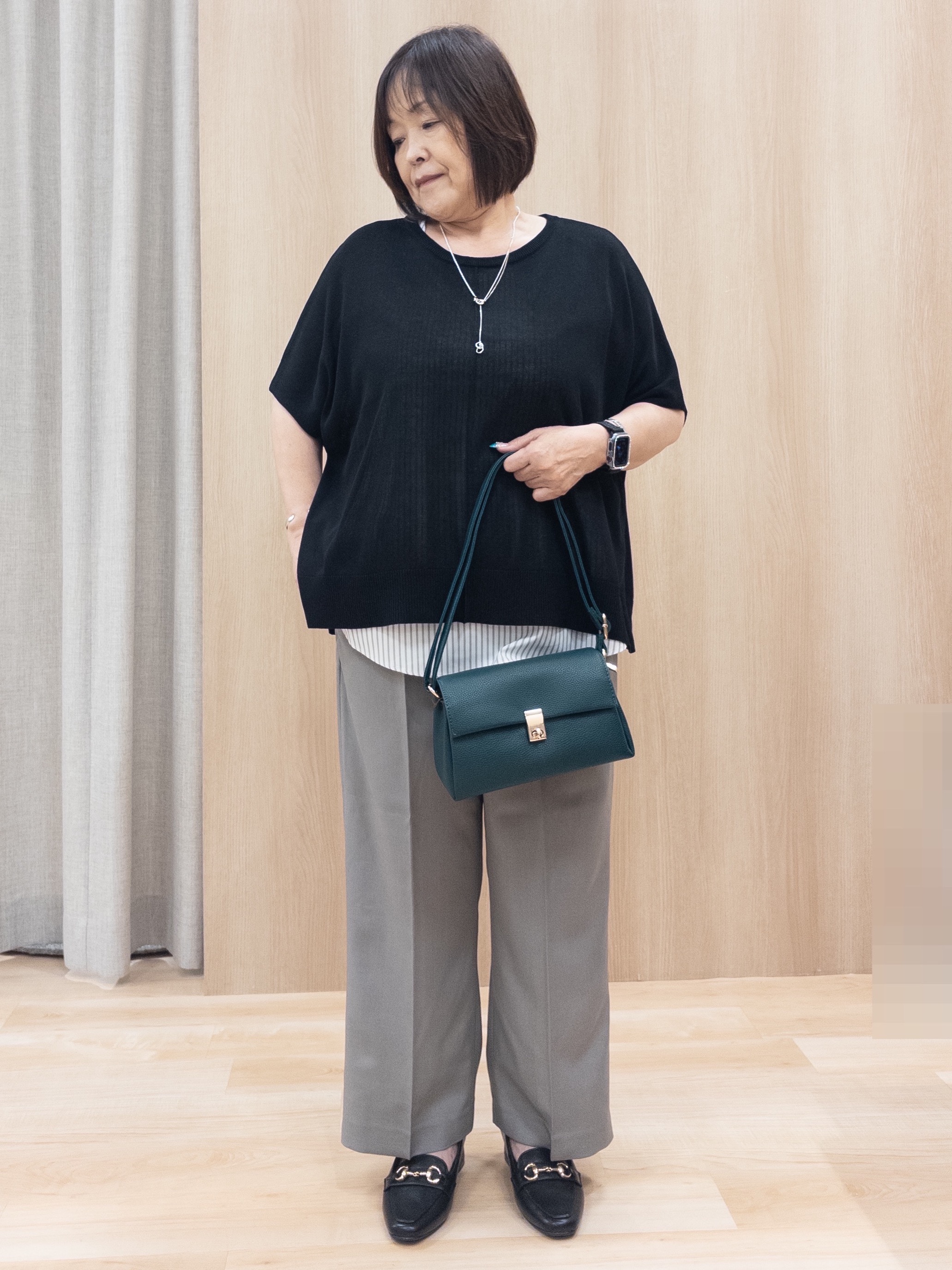 ゆみさんの「grove｜【体系カバー◎】ニット&times;インナーシャツタンクSET」を使ったコーディネート