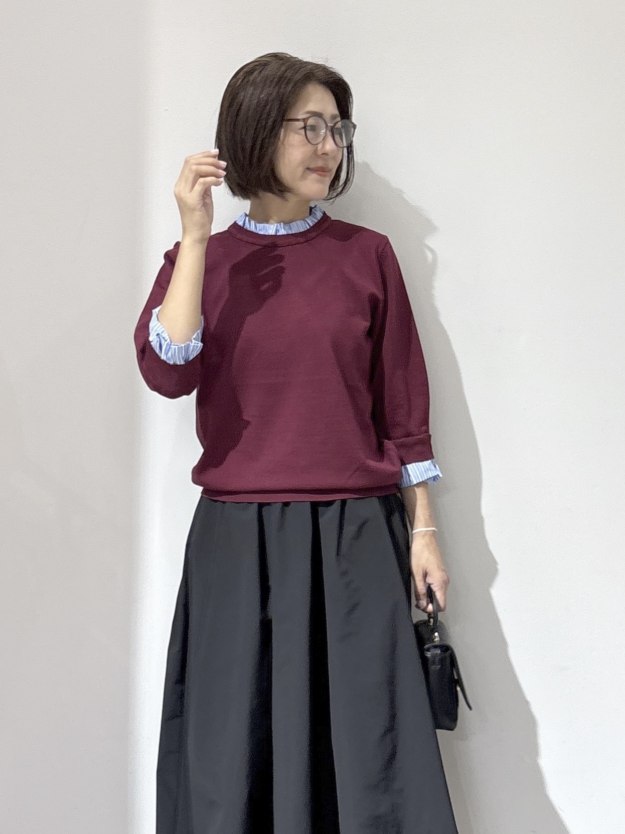 NAKAさんの「OPAQUE.CLIP｜【UVケア／遮熱性】フリルドッキングニット《洗濯機OK》」を使ったコーディネート
