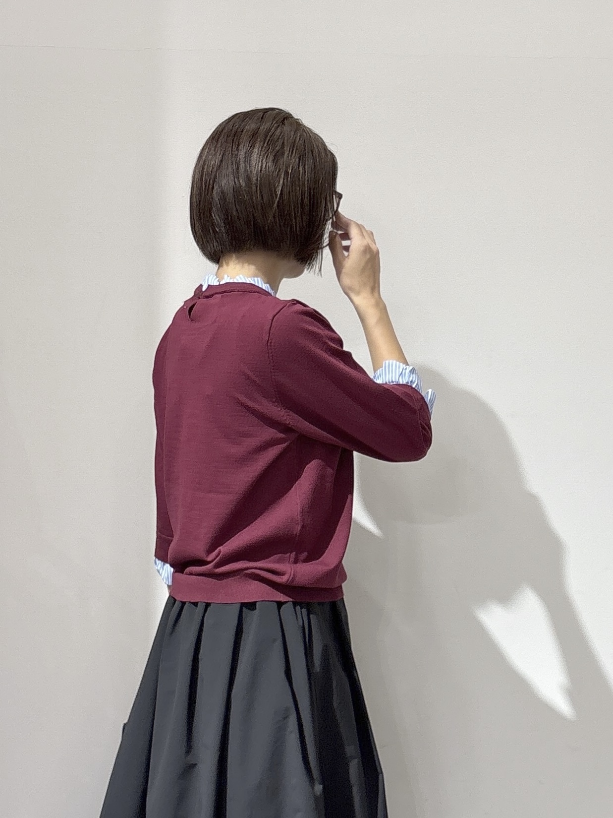 NAKAさんの「OPAQUE.CLIP｜【UVケア／遮熱性】フリルドッキングニット《洗濯機OK》」を使ったコーディネート
