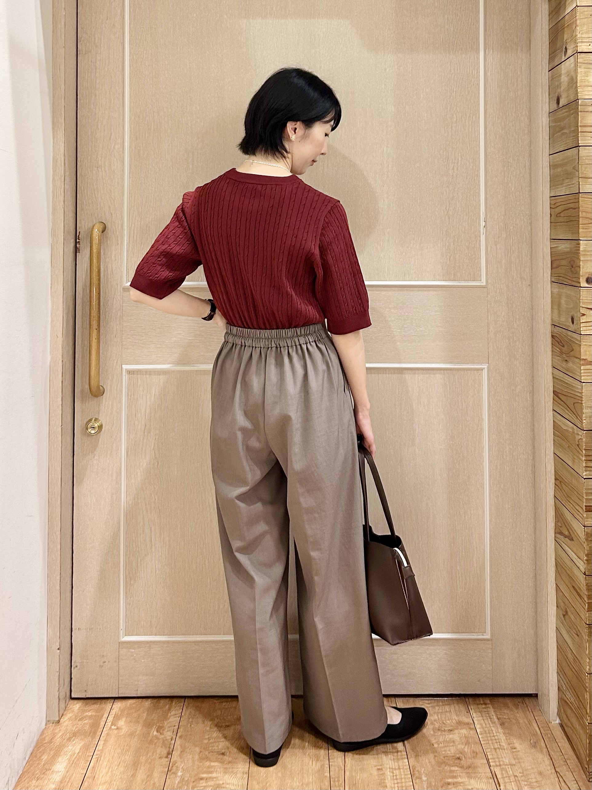 ちぐささんの「SHOO･LA･RUE｜【洗濯機可/S-LL】上品見え ミニケーブルニット」を使ったコーディネート