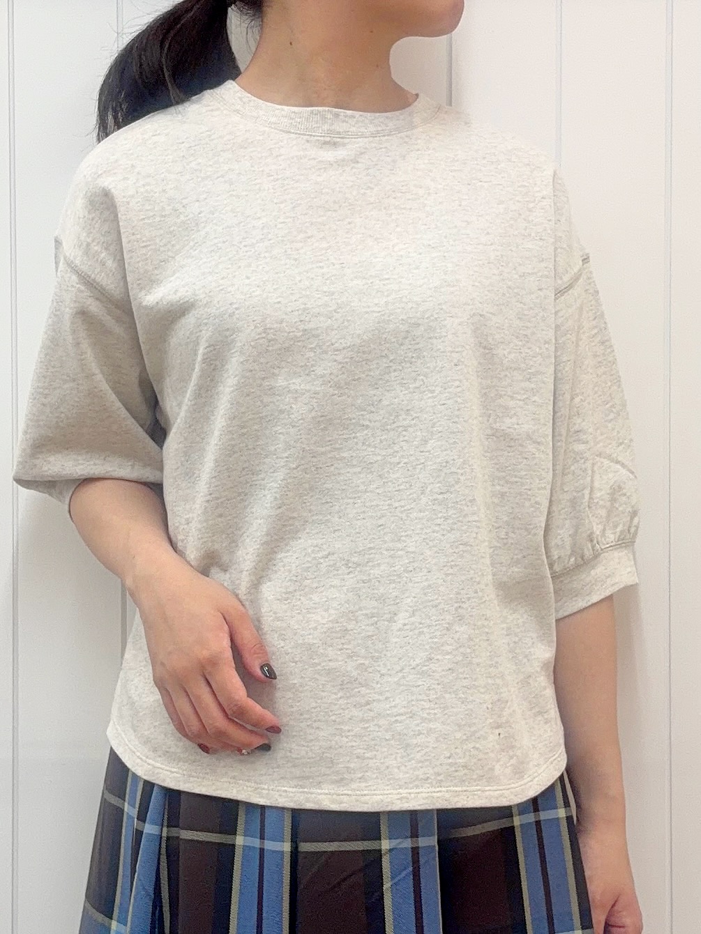 Mayaさんの「Dessin｜【洗える/XS-L】バックヘンリーミニ裏毛 5分袖」を使ったコーディネート