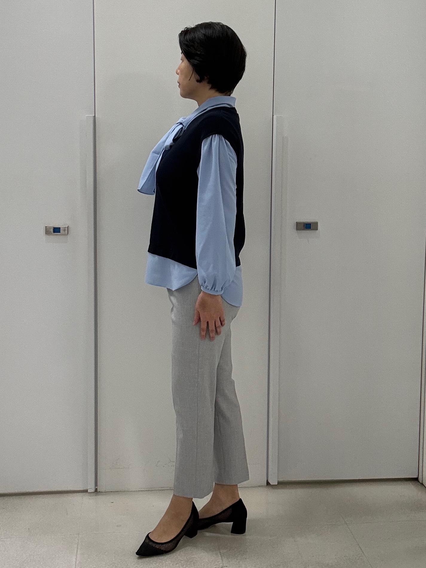 hIさんの「COUP DE CHANCE｜【手洗い可／日本製／】 レイヤード風トップス」を使ったコーディネート