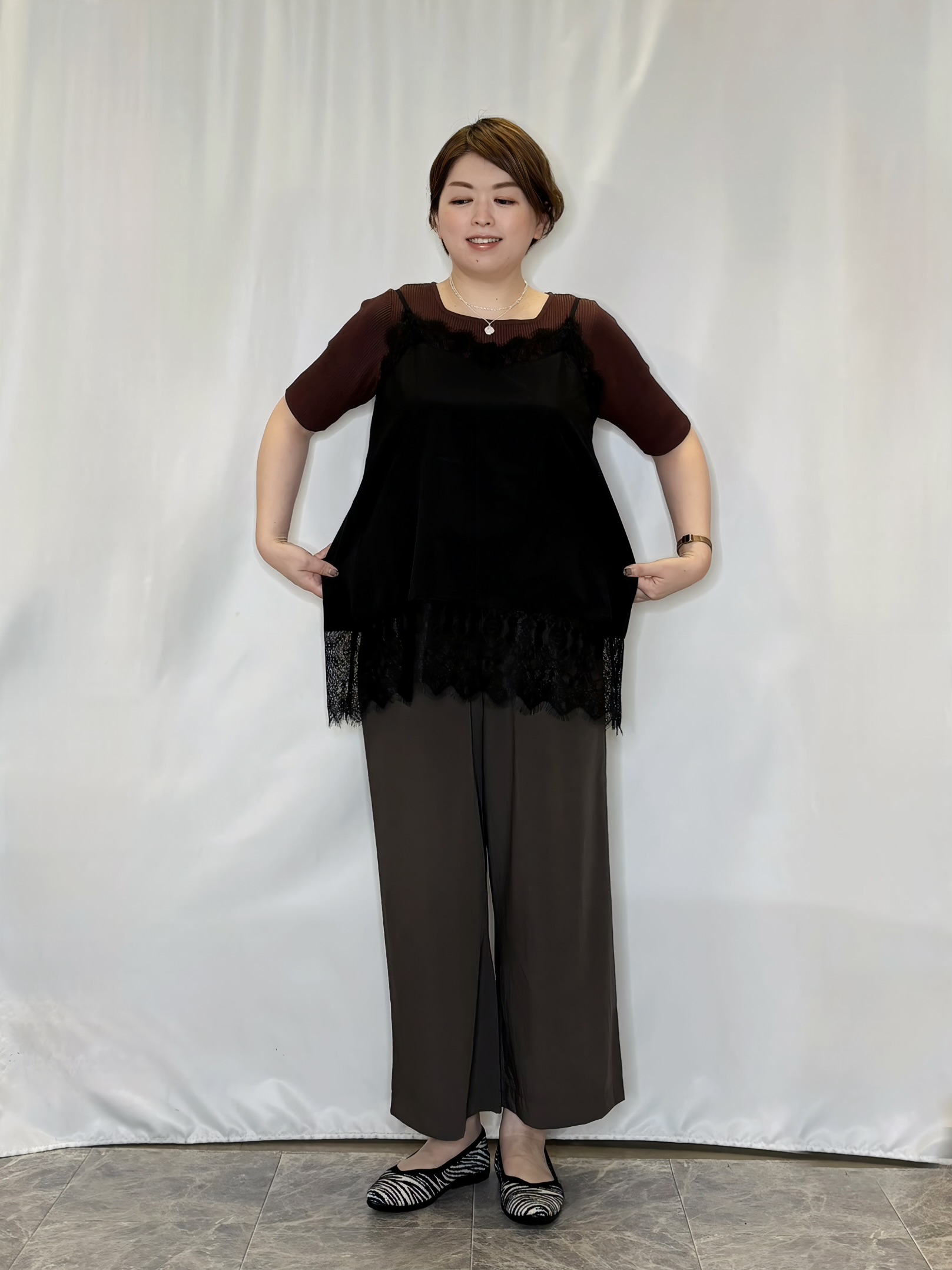 たみさんの「SHOO･LA･RUE｜【洗濯機可/S-LL】体型カバーしながらこなれ見え レース付きキャミソール」を使ったコーディネート