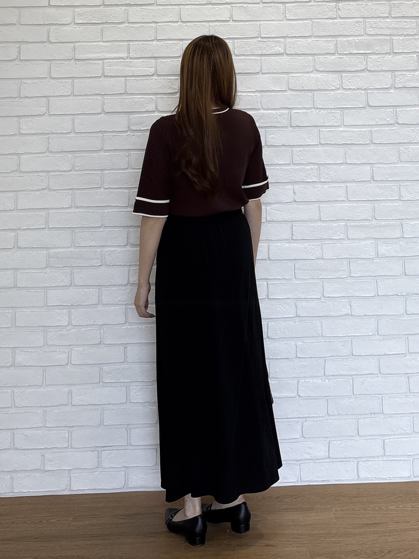 sayaさんの「grove｜新色追加！【シリーズ累計36万枚/名品ニット】やわらかドライタッチ 袖メッシュ編みニット」を使ったコーディネート