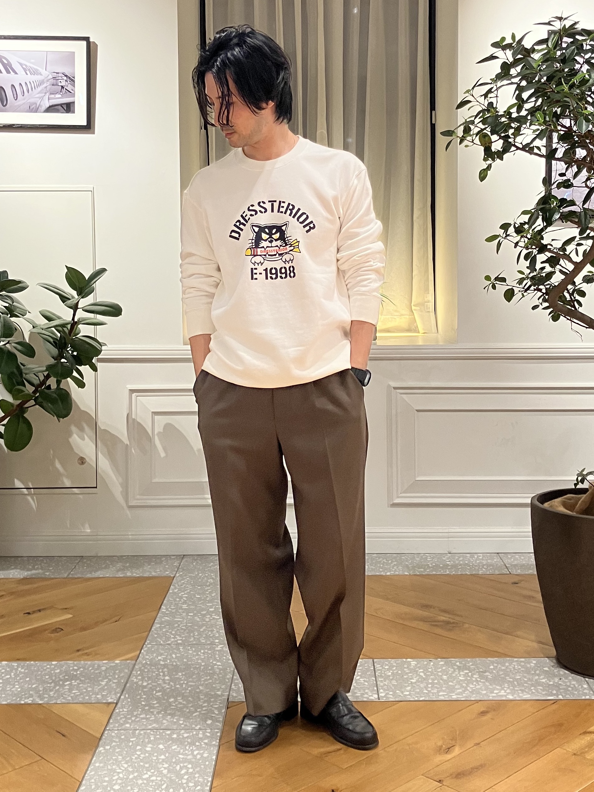 junyaさんの「DRESSTERIOR｜ミサイルキャット 裏起毛スウェットクルーネックTシャツ」を使ったコーディネート