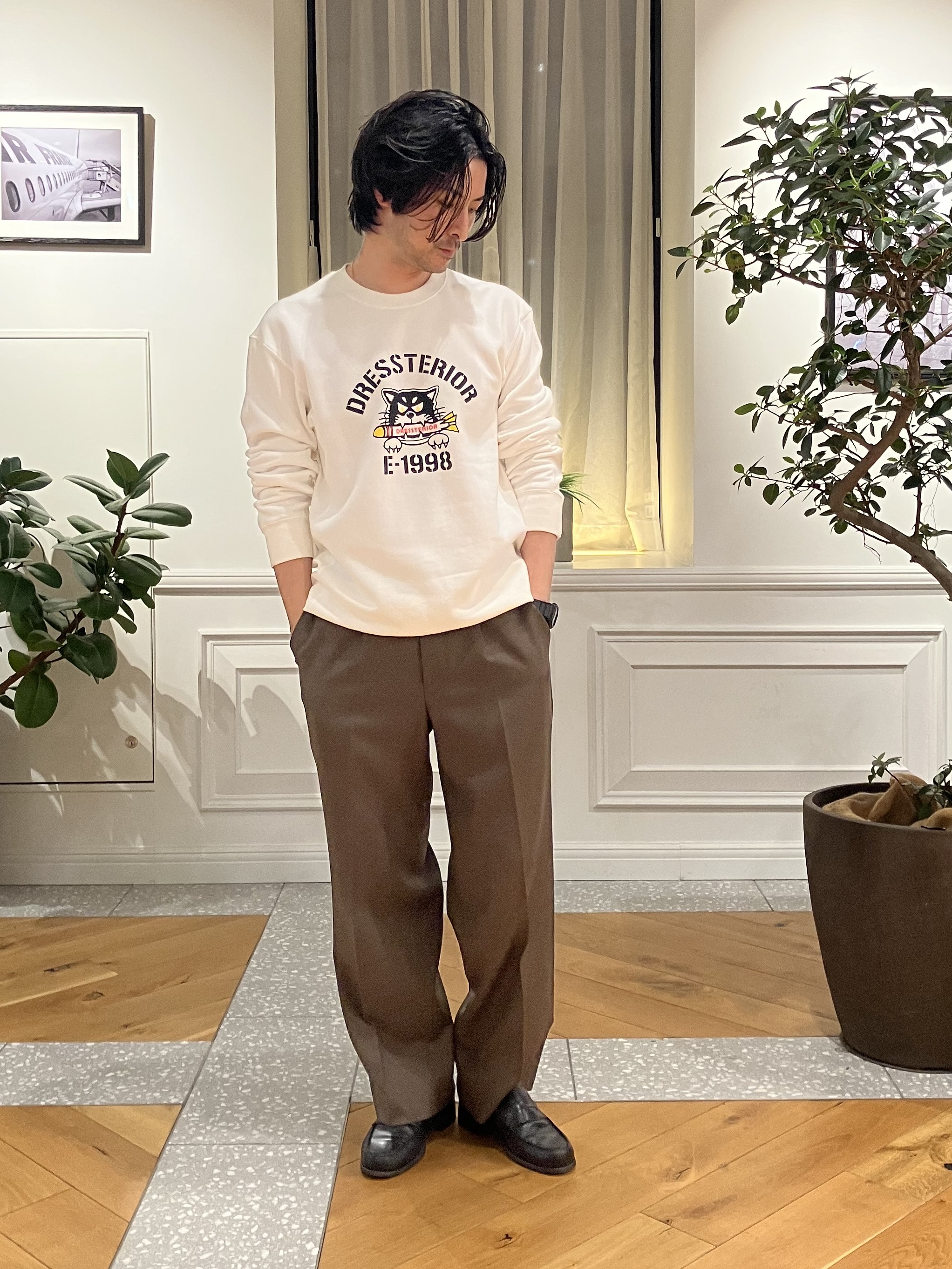 junyaさんの「DRESSTERIOR｜ミサイルキャット 裏起毛スウェットクルーネックTシャツ」を使ったコーディネート