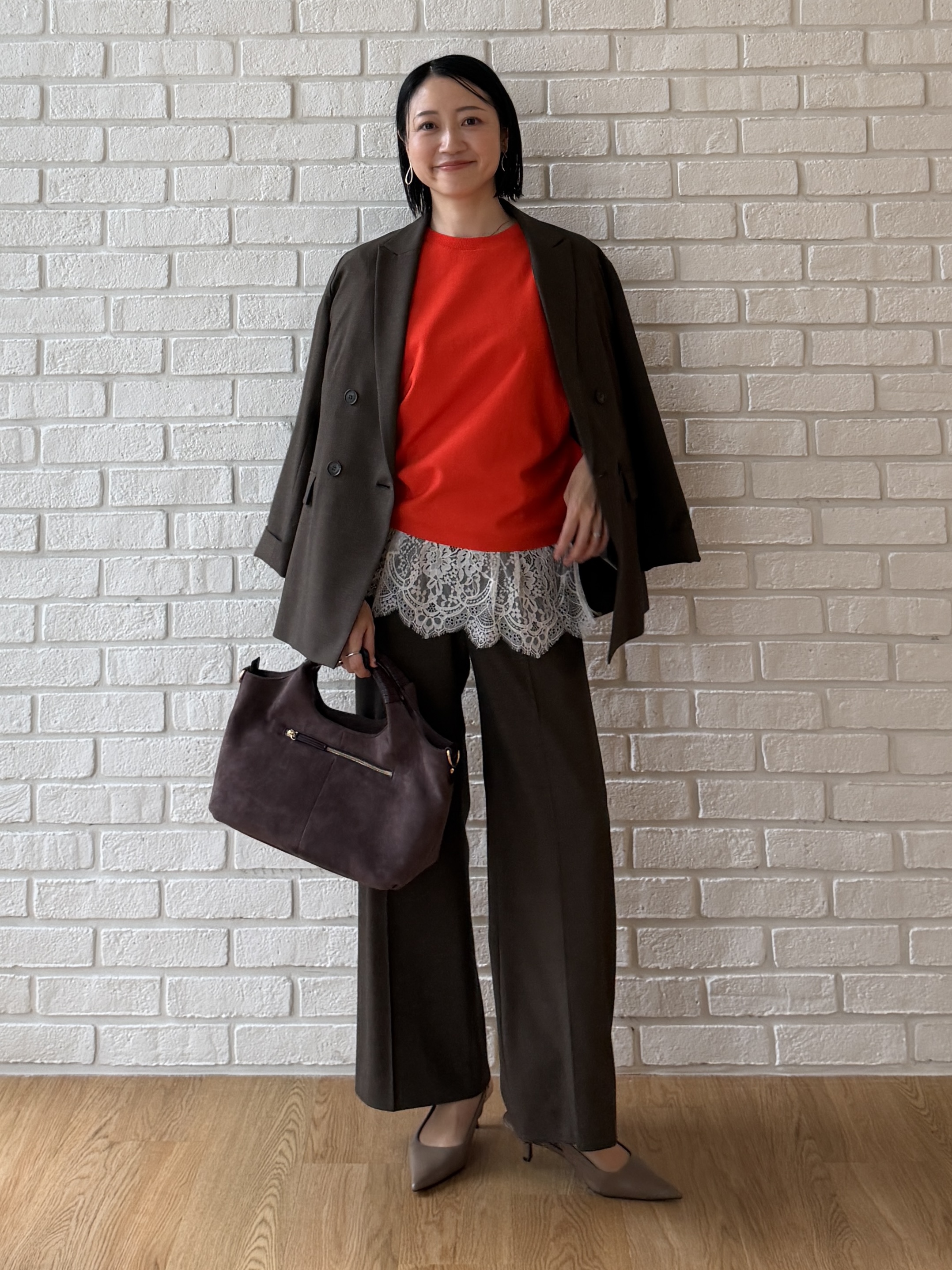 shihoさんの「INDIVI｜【洗濯機OK／ストレッチ◎】秋はじめのダブルジャケット」を使ったコーディネート