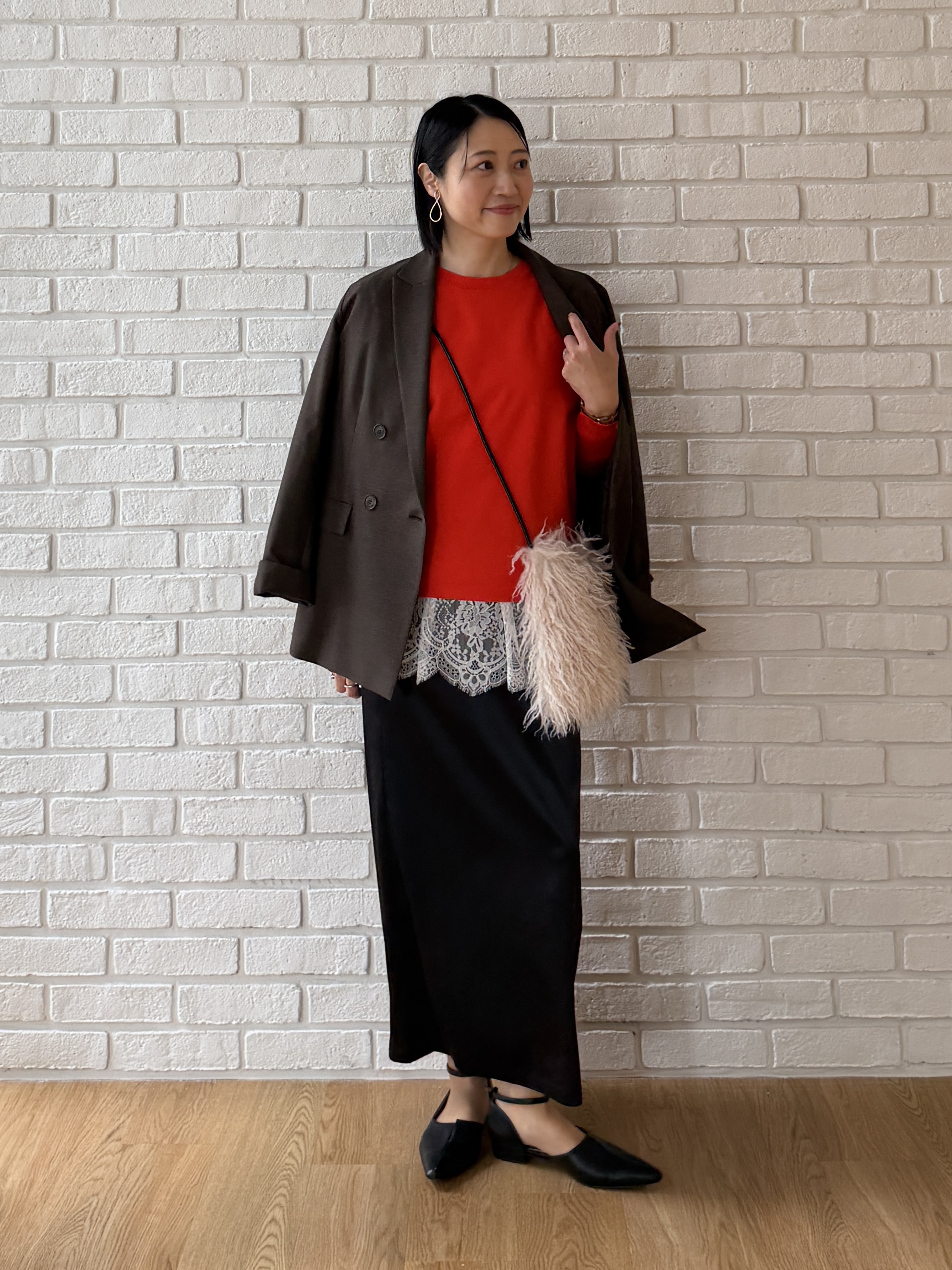 shihoさんの「INDIVI｜【洗濯機OK／ストレッチ◎】秋はじめのダブルジャケット」を使ったコーディネート