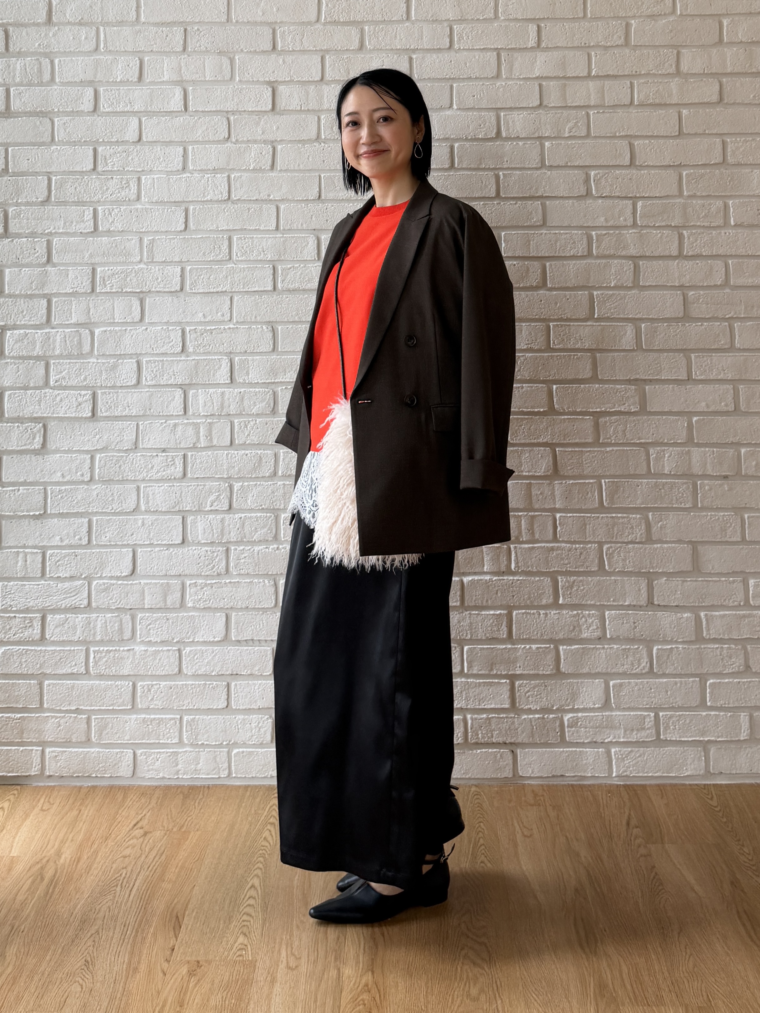shihoさんの「INDIVI｜【洗濯機OK／ストレッチ◎】秋はじめのダブルジャケット」を使ったコーディネート