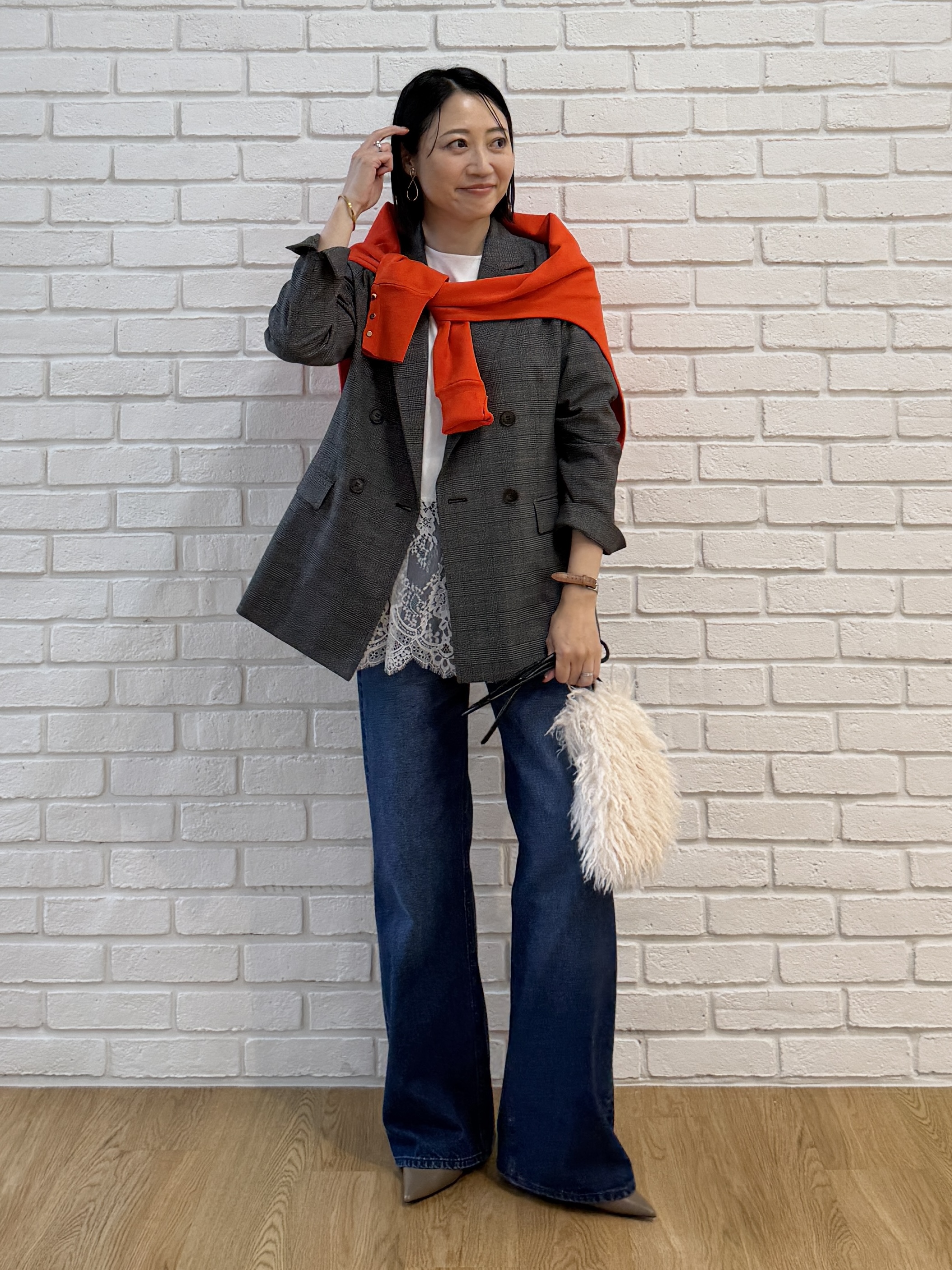 shihoさんの「INDIVI｜【洗濯機OK／ストレッチ◎】秋はじめのダブルジャケット」を使ったコーディネート
