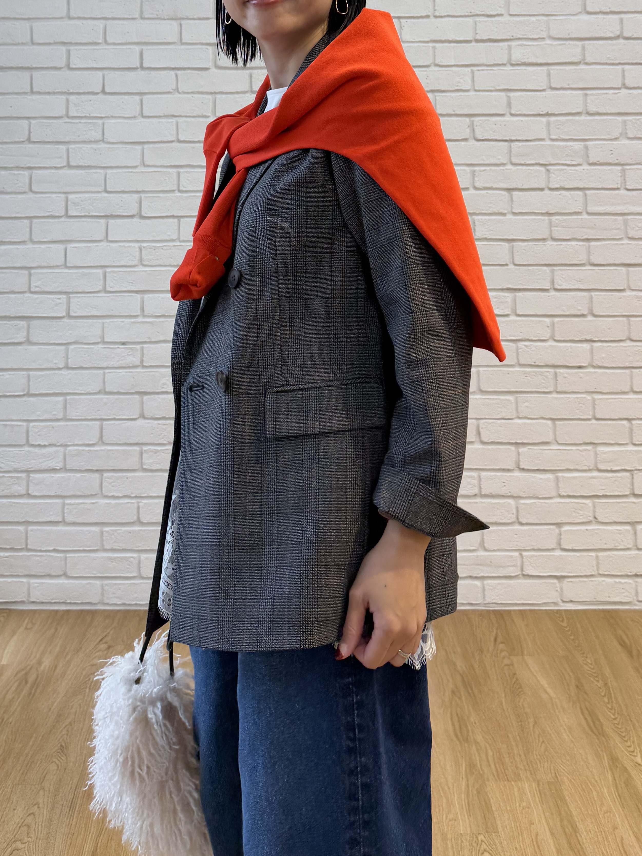 shihoさんの「INDIVI｜【洗濯機OK／ストレッチ◎】秋はじめのダブルジャケット」を使ったコーディネート