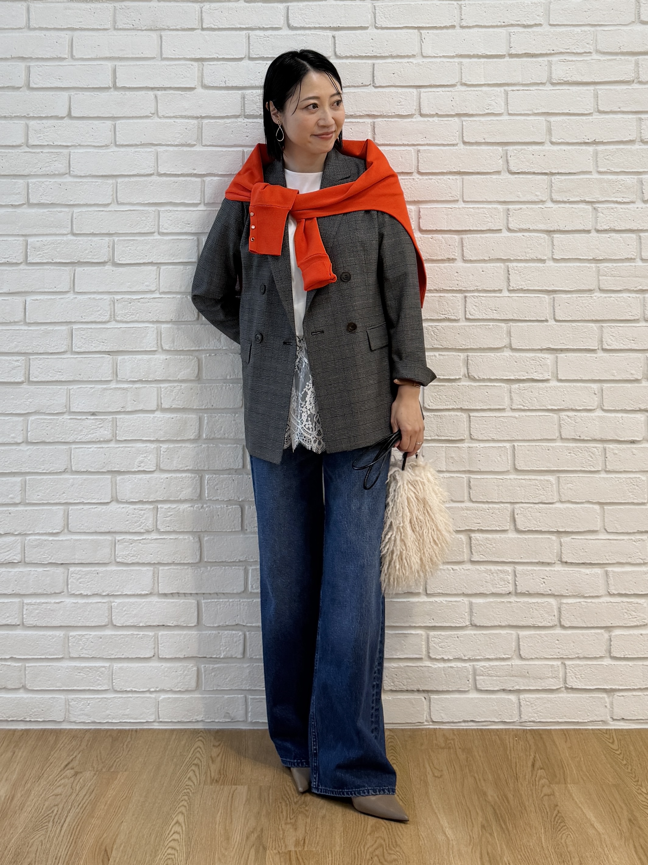 shihoさんの「INDIVI｜【洗濯機OK／ストレッチ◎】秋はじめのダブルジャケット」を使ったコーディネート