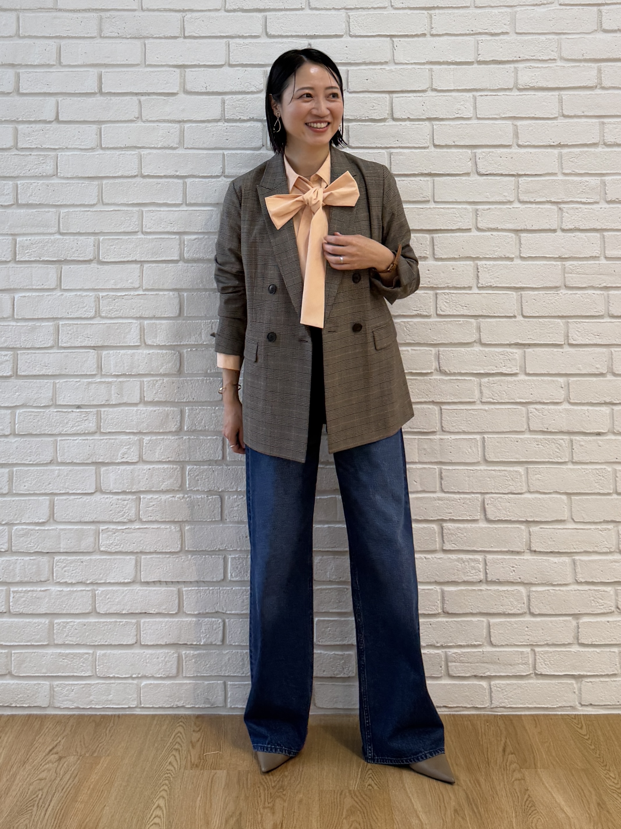 shihoさんの「INDIVI｜【洗濯機OK／ストレッチ◎】秋はじめのダブルジャケット」を使ったコーディネート