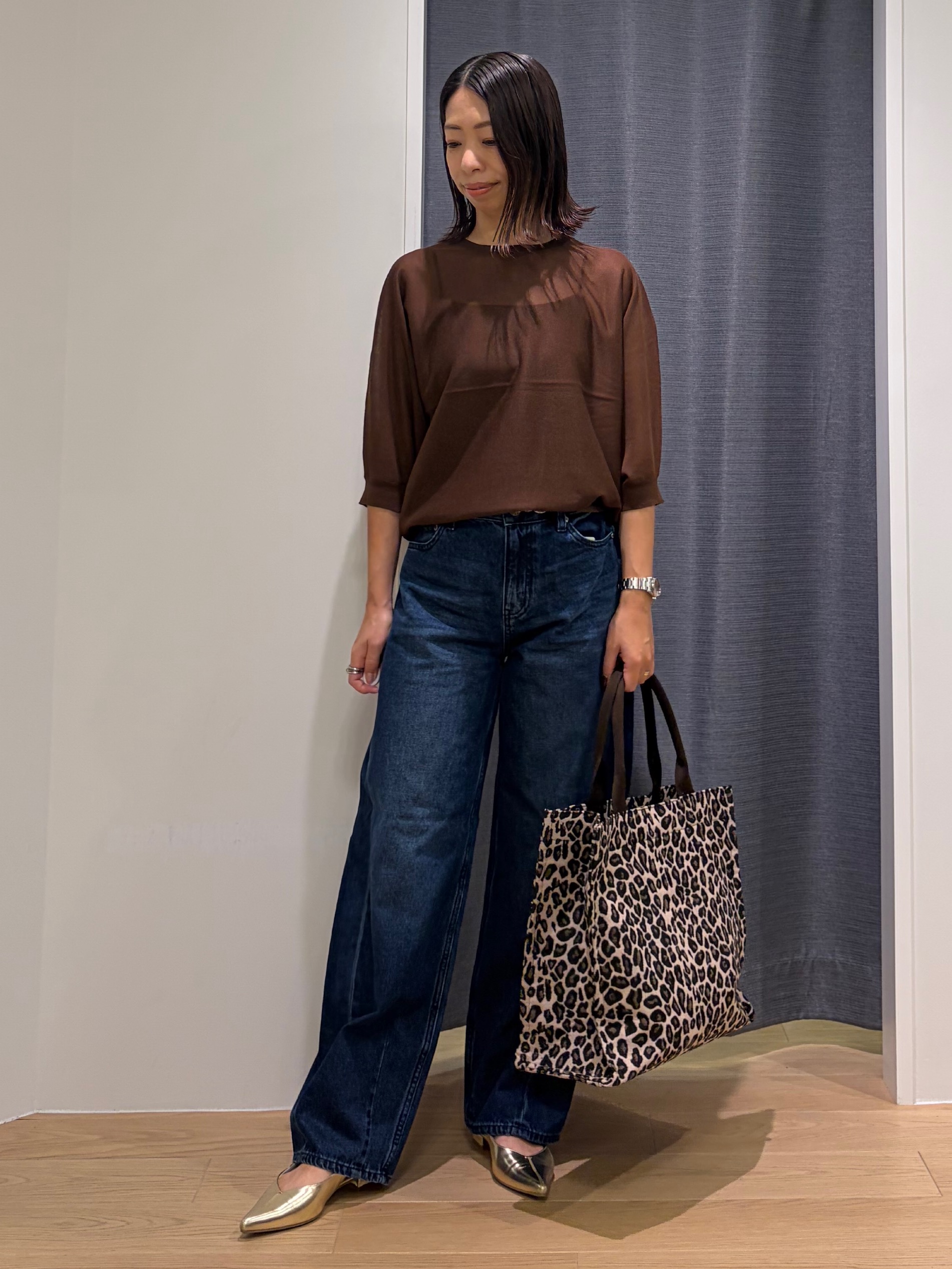 Mikoさんの「INDIVI｜【体型カバー／洗える】シアードルマンニット」を使ったコーディネート