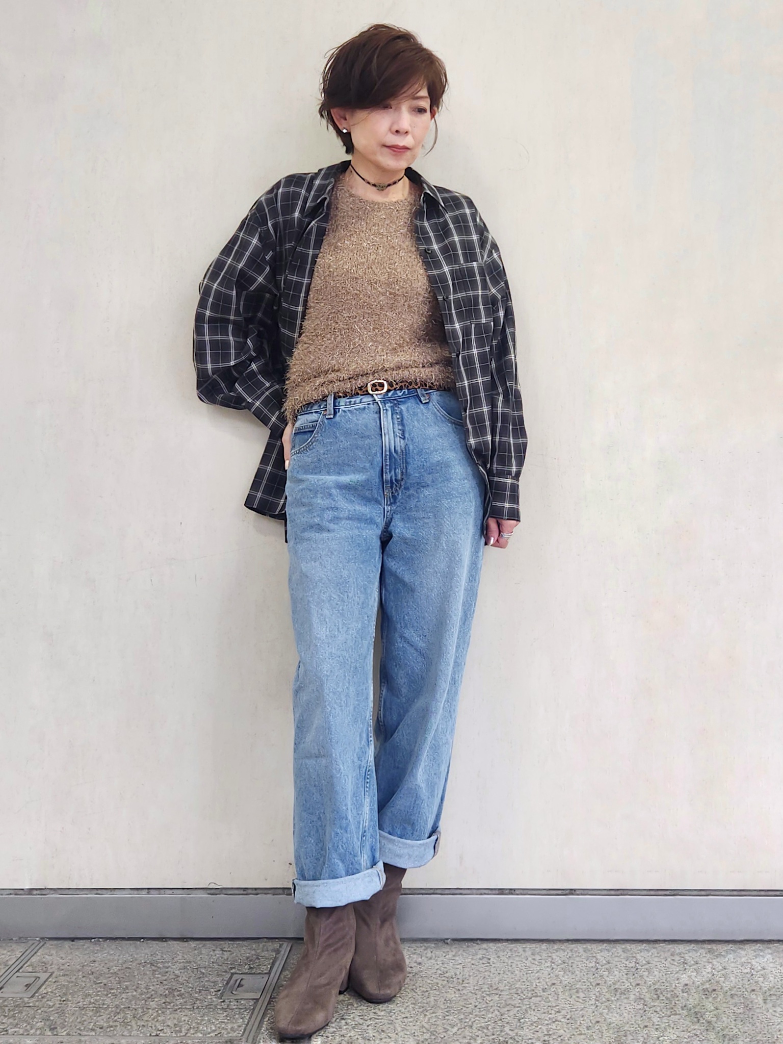 milkyさんの「OPAQUE.CLIP｜チェック柄シャツ【洗濯機OK】」を使ったコーディネート