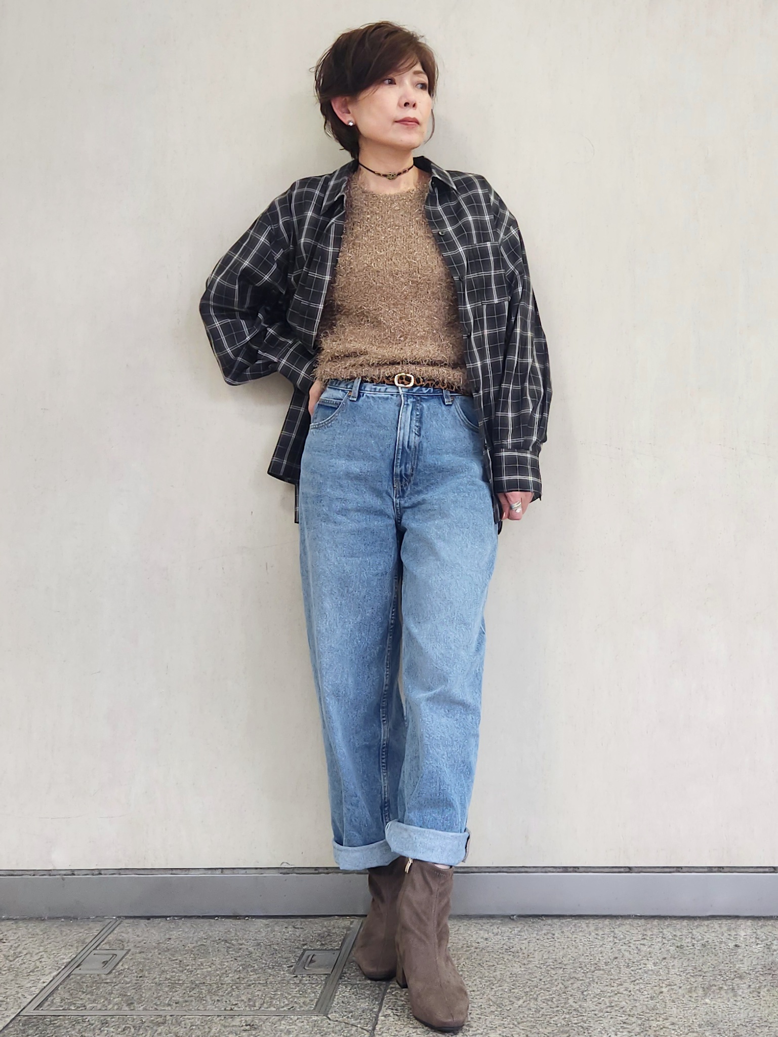 milkyさんの「OPAQUE.CLIP｜チェック柄シャツ【洗濯機OK】」を使ったコーディネート