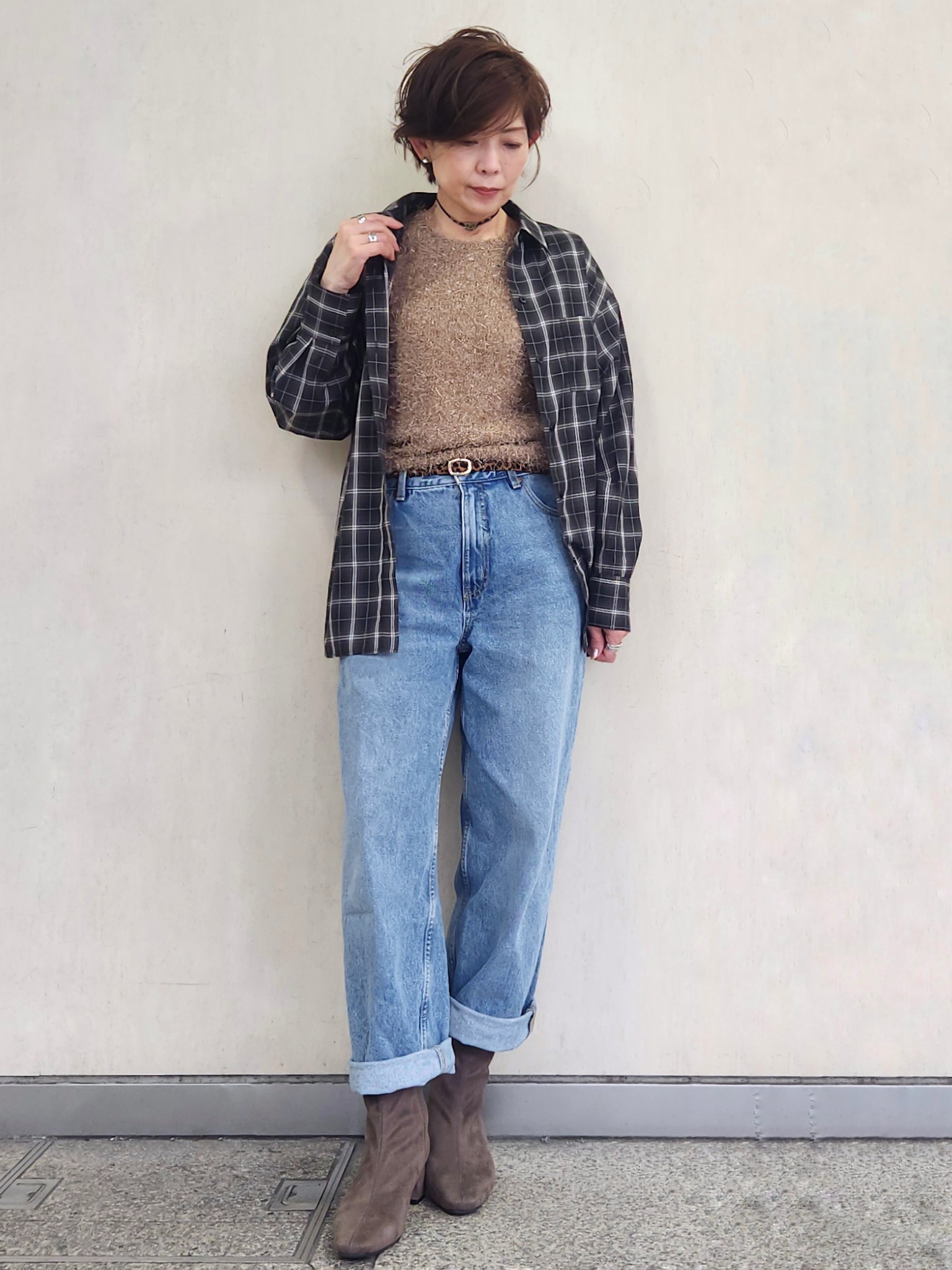 milkyさんの「OPAQUE.CLIP｜チェック柄シャツ【洗濯機OK】」を使ったコーディネート
