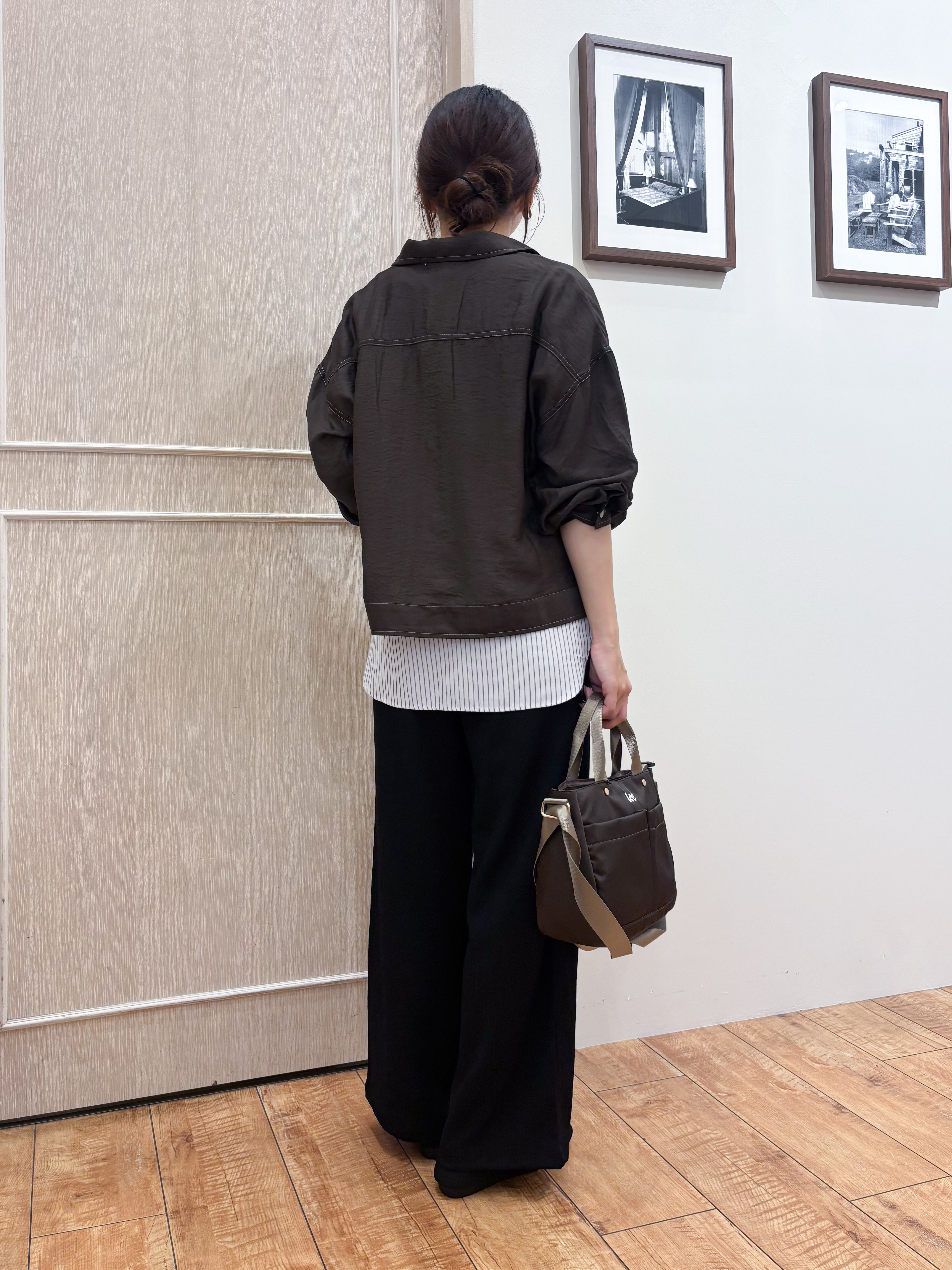 なみさんの「SHOO･LA･RUE｜【S-LL/洗濯機可】Gジャン風 軽く羽織れるシアージャケット」を使ったコーディネート
