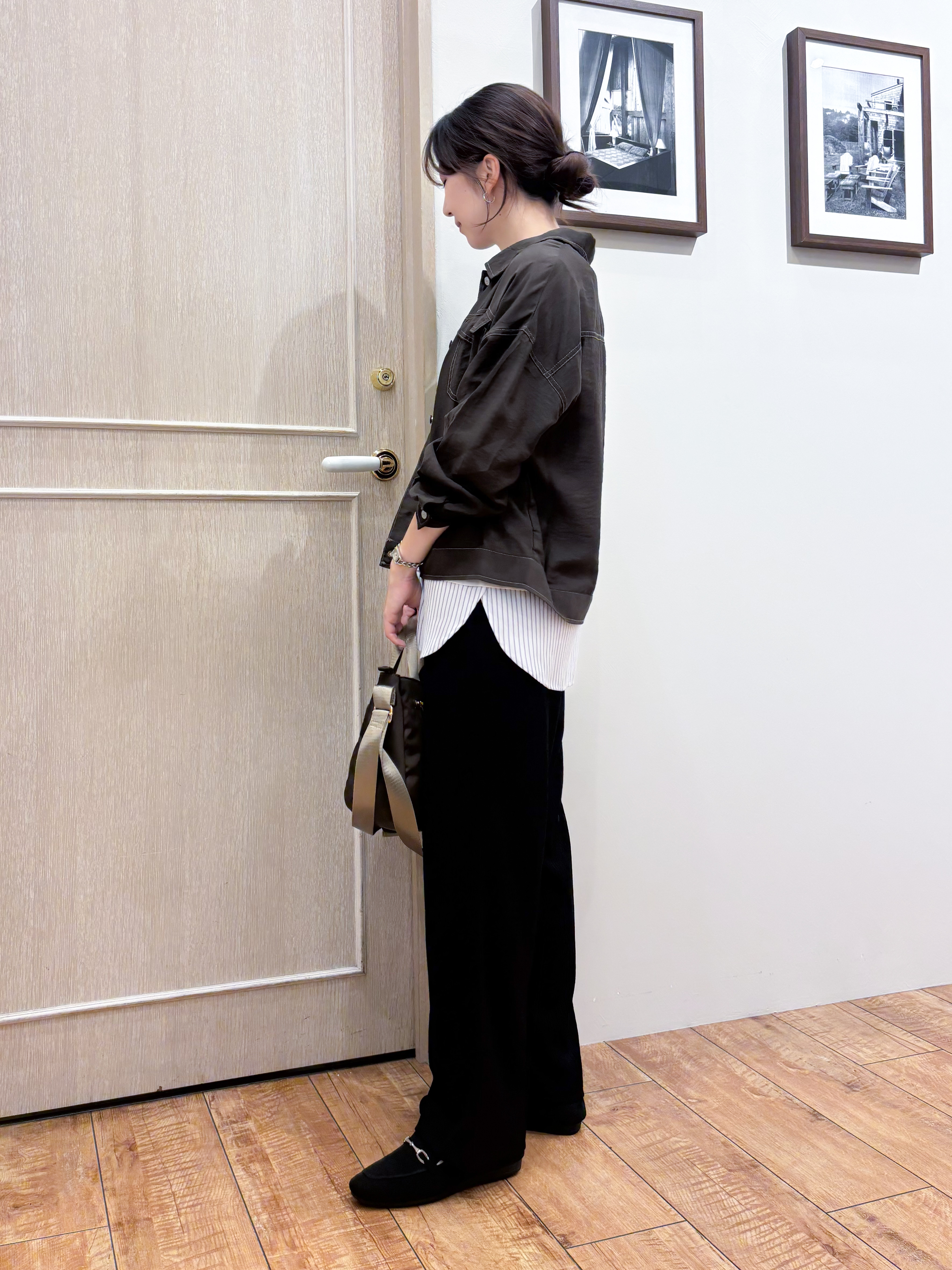 なみさんの「SHOO･LA･RUE｜【S-LL/洗濯機可】Gジャン風 軽く羽織れるシアージャケット」を使ったコーディネート