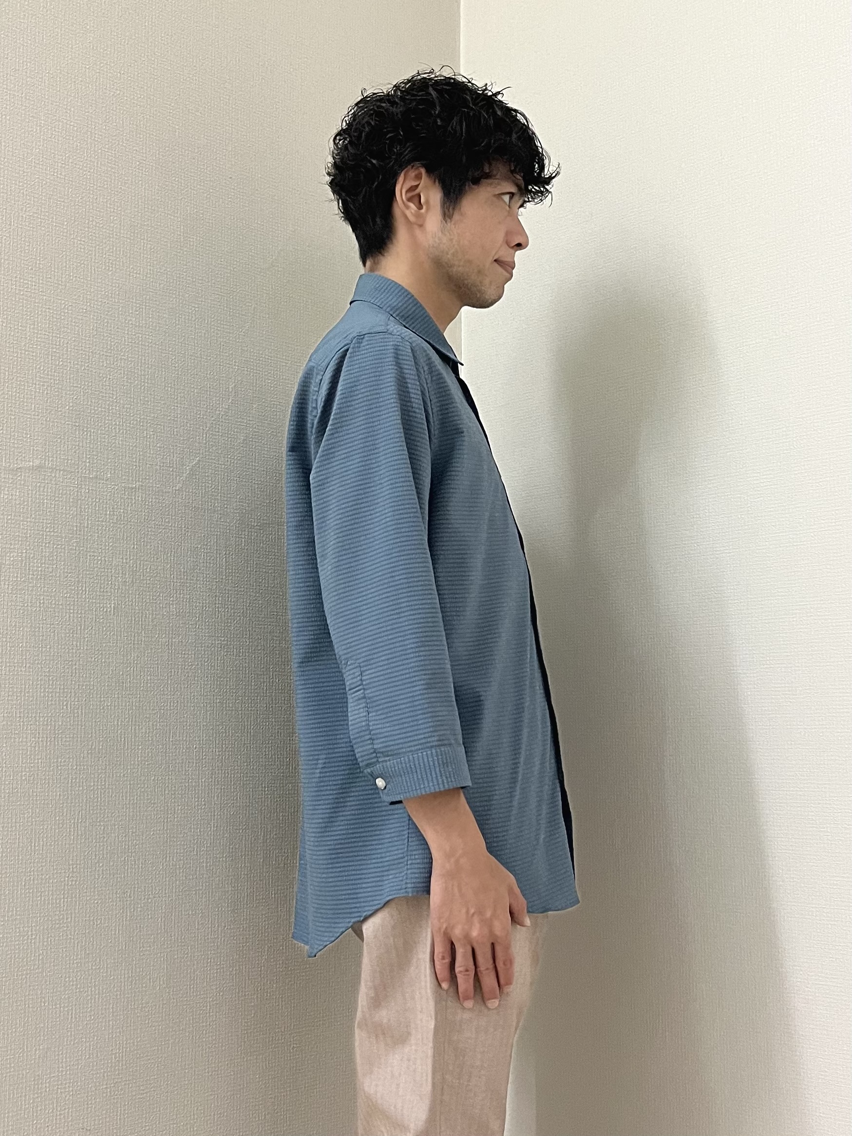 URAさんの「TAKEO KIKUCHI｜【日本製】DotAir（R）サッカー7分袖シャツ」を使ったコーディネート