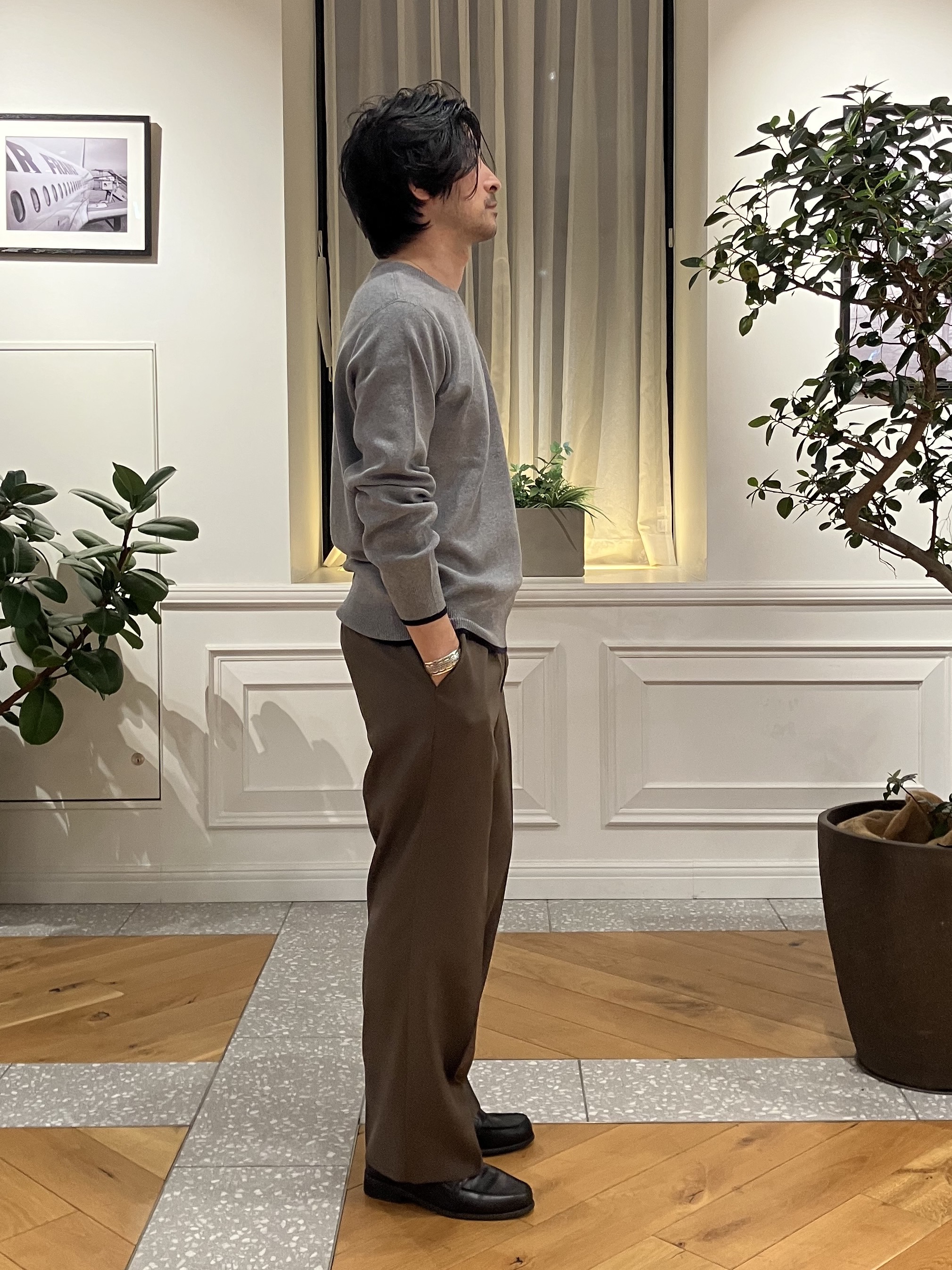 junyaさんの「DRESSTERIOR｜【6色展開/洗濯機可】コットンカシミヤ スムースニット」を使ったコーディネート