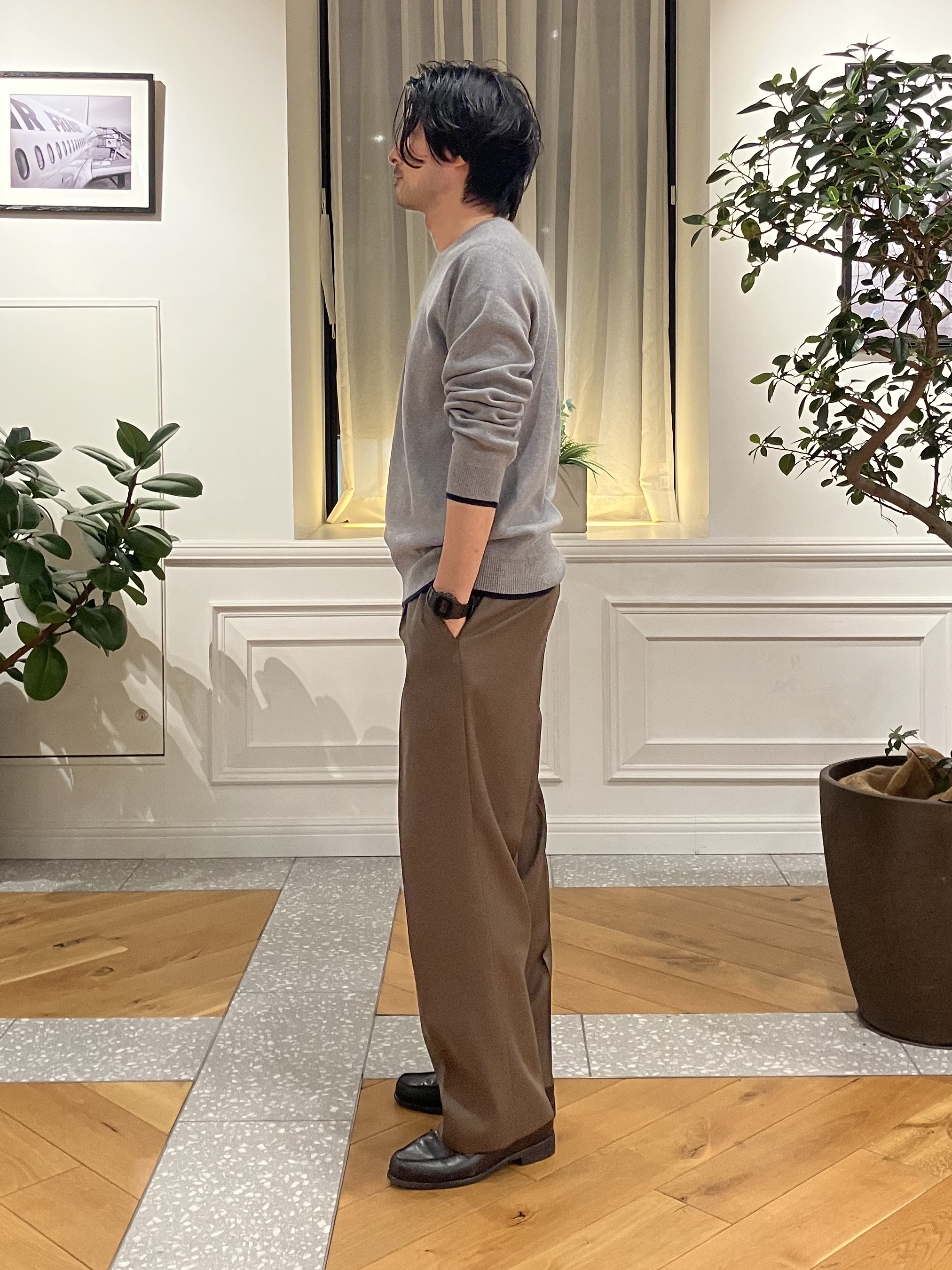 junyaさんの「DRESSTERIOR｜【6色展開/洗濯機可】コットンカシミヤ スムースニット」を使ったコーディネート