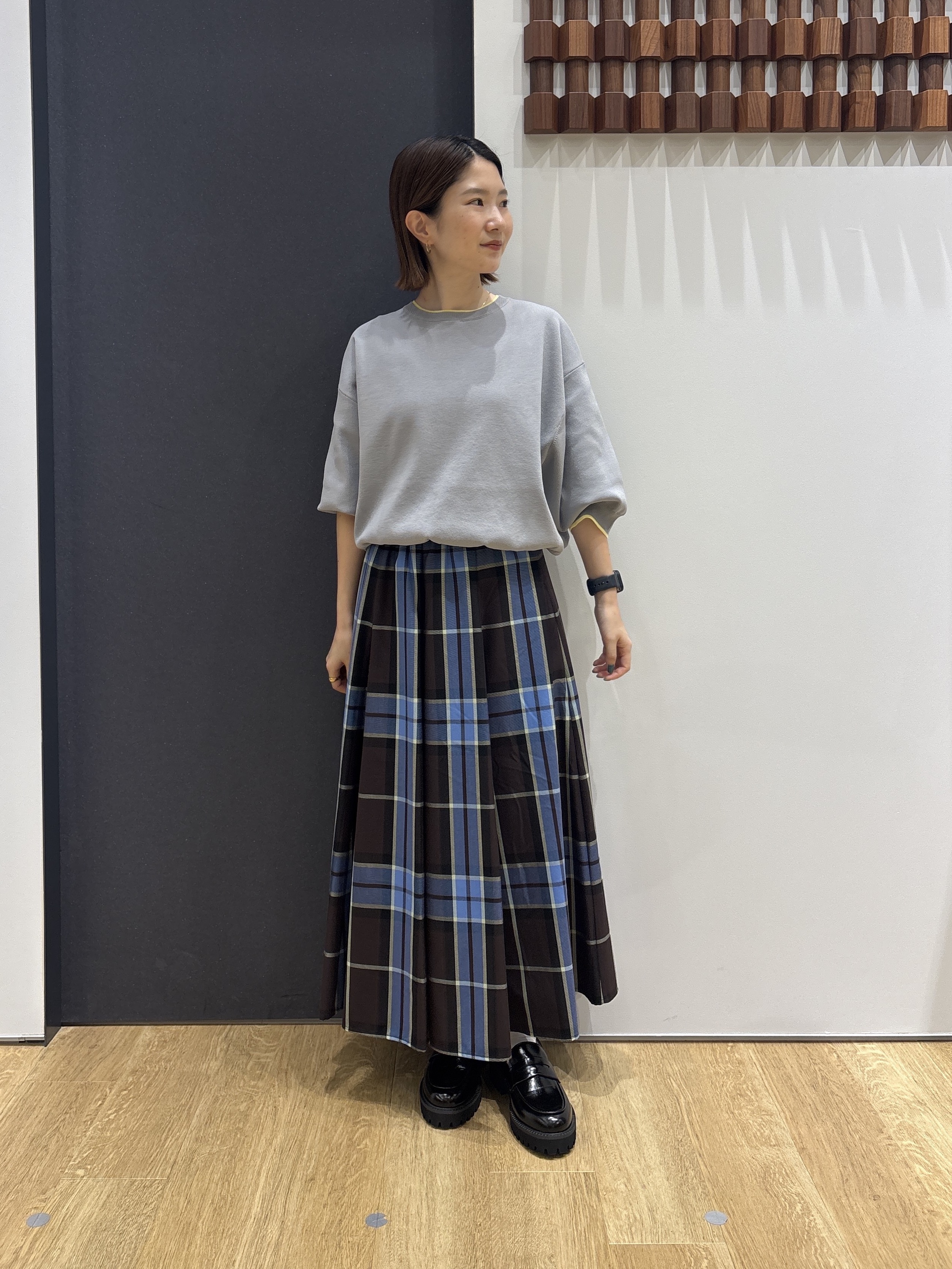 risaさんの「Dessin｜【UVカット/マシンウォッシャブル】6分袖配色ニット」を使ったコーディネート