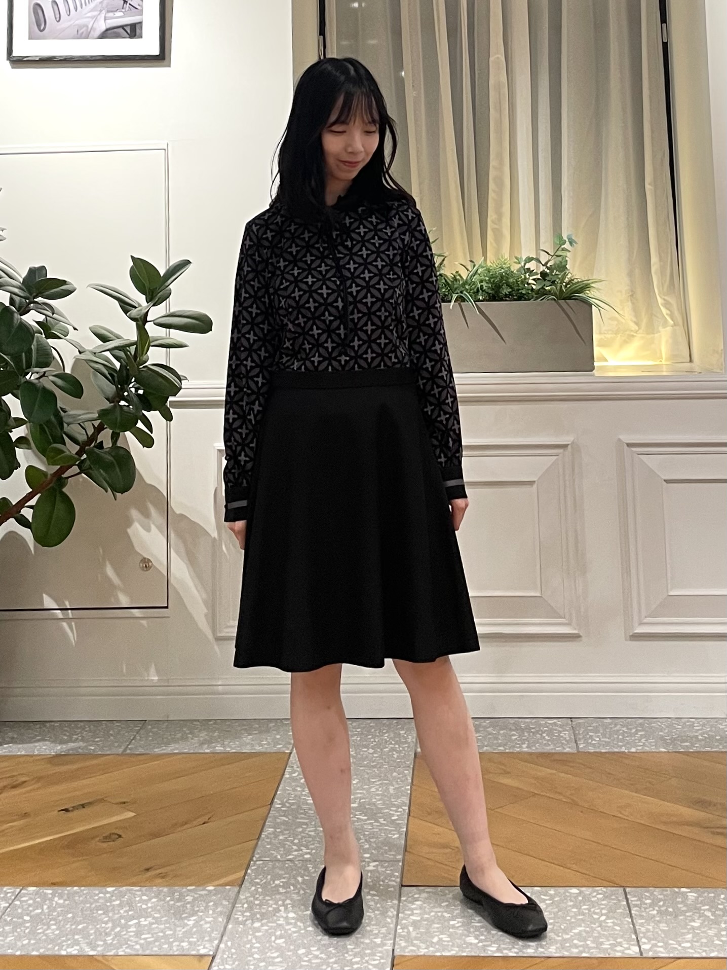 Lilyさんの「DRESSTERIOR｜【軽量レザー】ノーカラー ラムレザージャケット」を使ったコーディネート