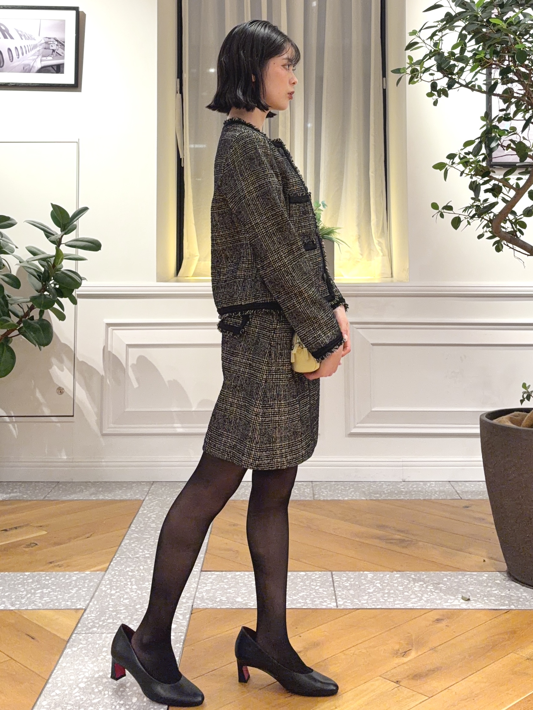 pupiさんの「DRESSTERIOR｜【セットアップ可】ループグレンチェックノーカラージャケット」を使ったコーディネート