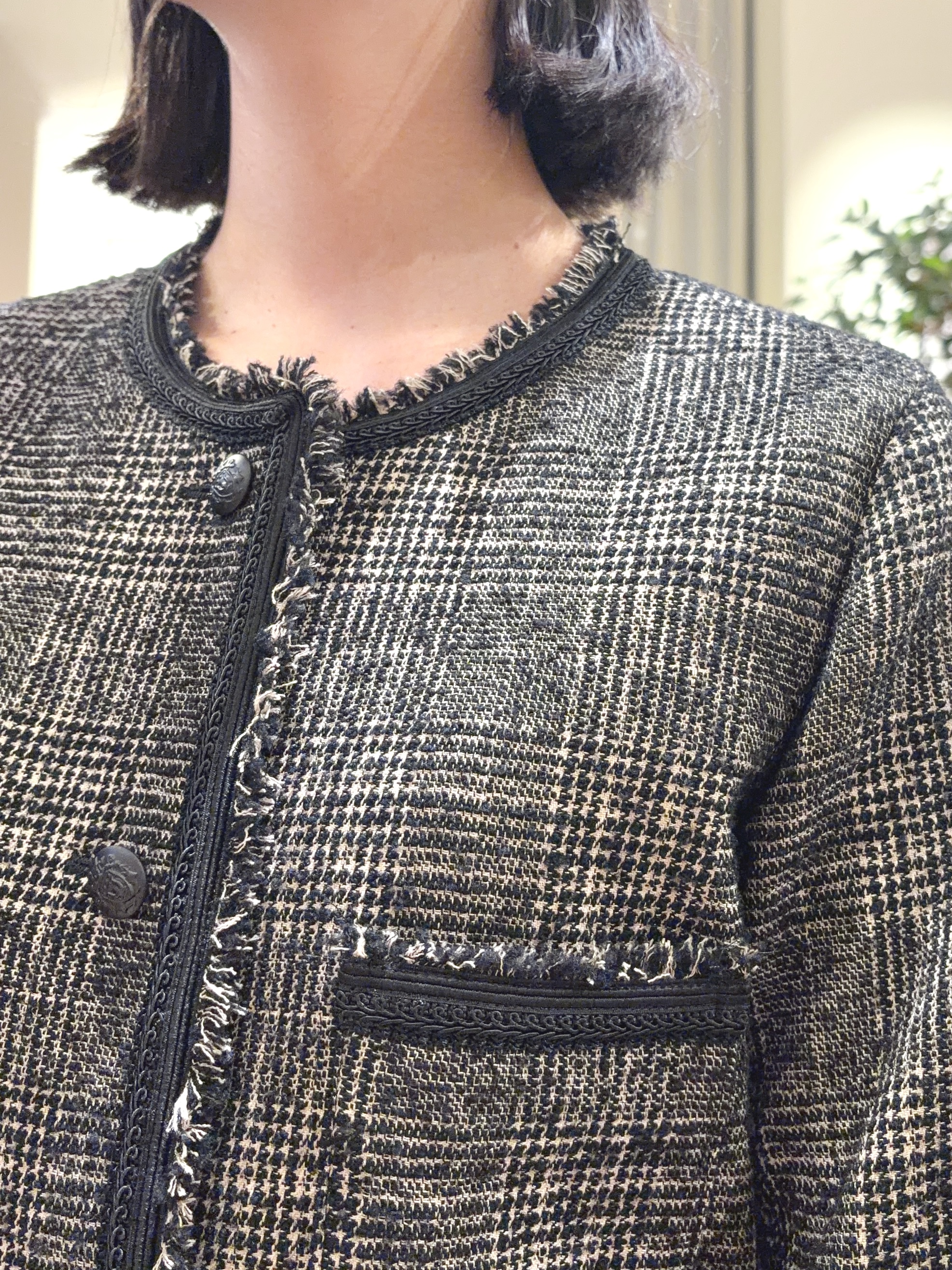 pupiさんの「DRESSTERIOR｜【セットアップ可】ループグレンチェックノーカラージャケット」を使ったコーディネート