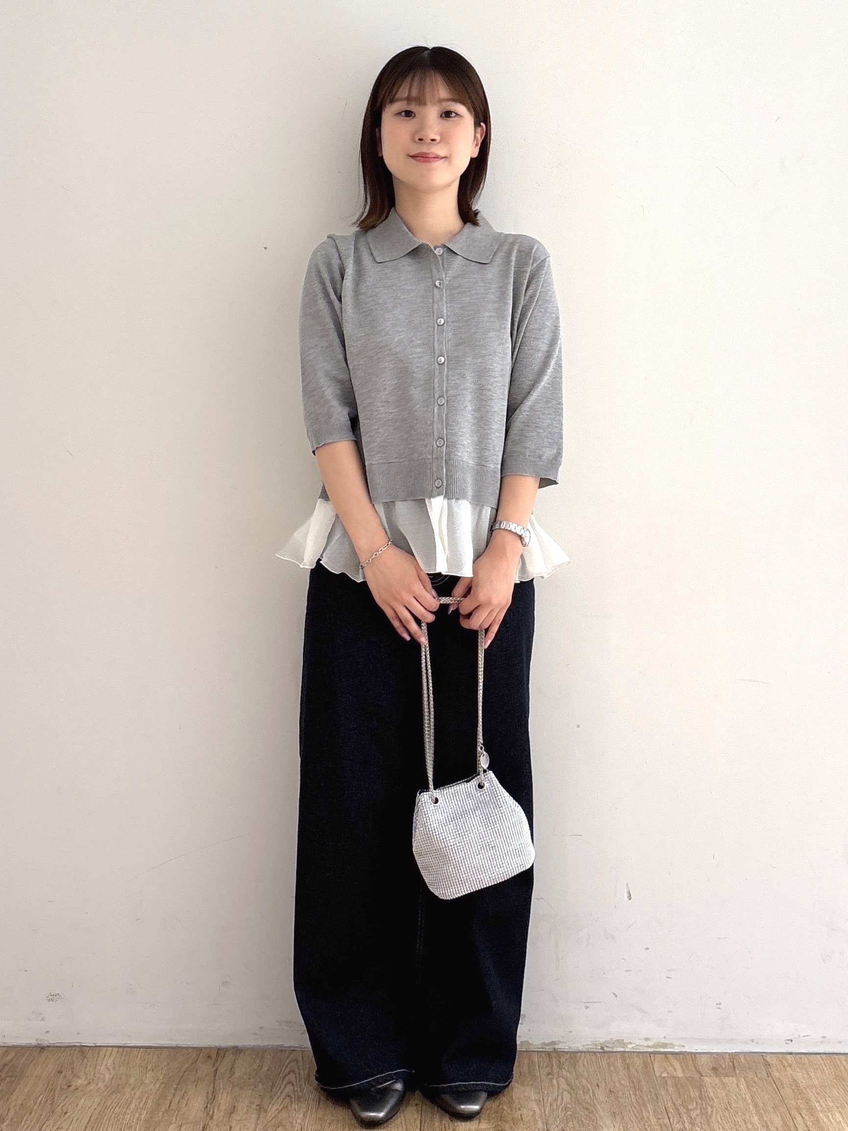 mireiさんの「OPAQUE.CLIP｜裾シアードッキングニット【洗濯機OK】」を使ったコーディネート
