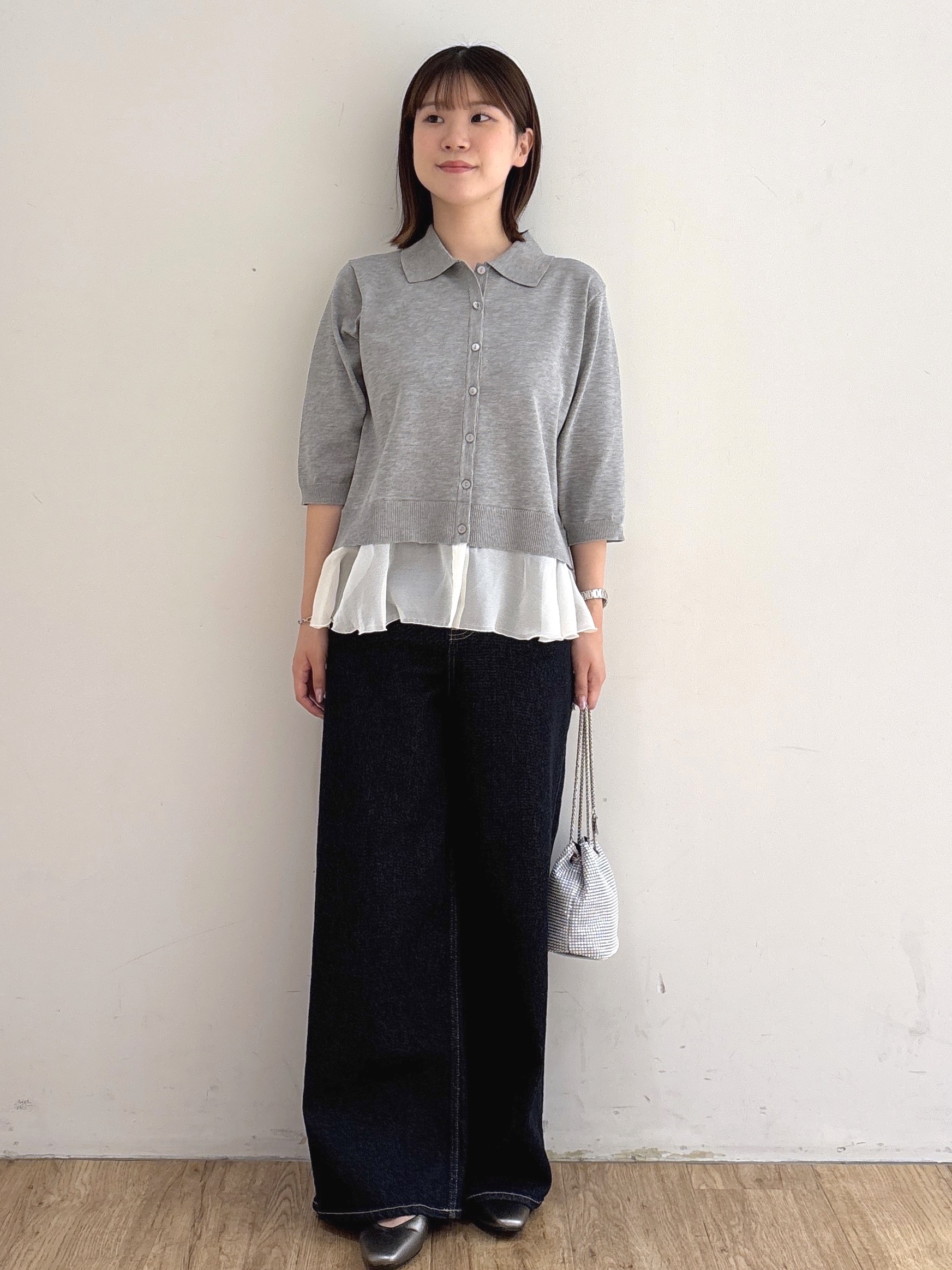 mireiさんの「OPAQUE.CLIP｜裾シアードッキングニット【洗濯機OK】」を使ったコーディネート