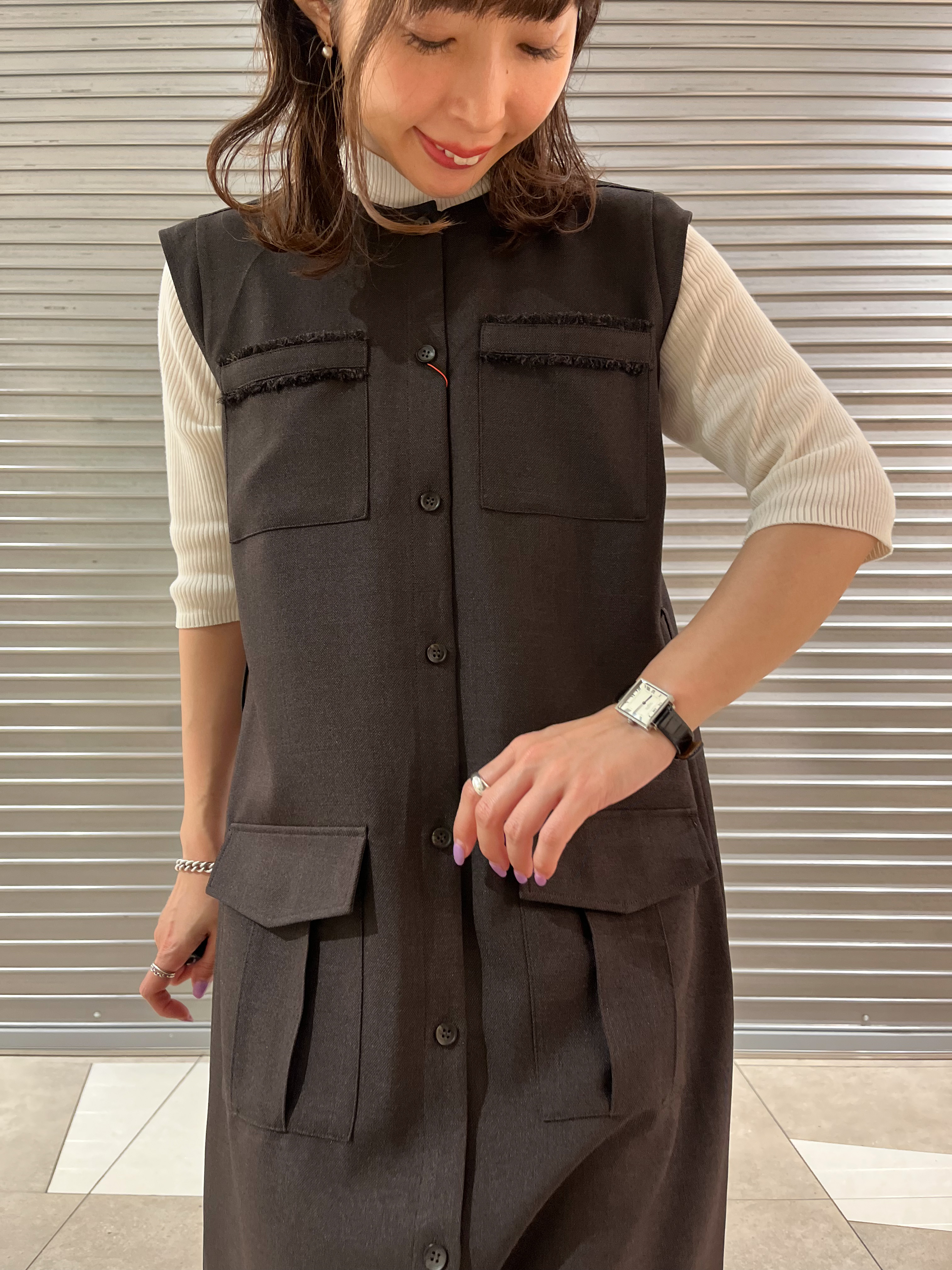 じゅんさんの「DRESSTERIOR｜【ウォッシャブル】ツイードライクワンピース」を使ったコーディネート