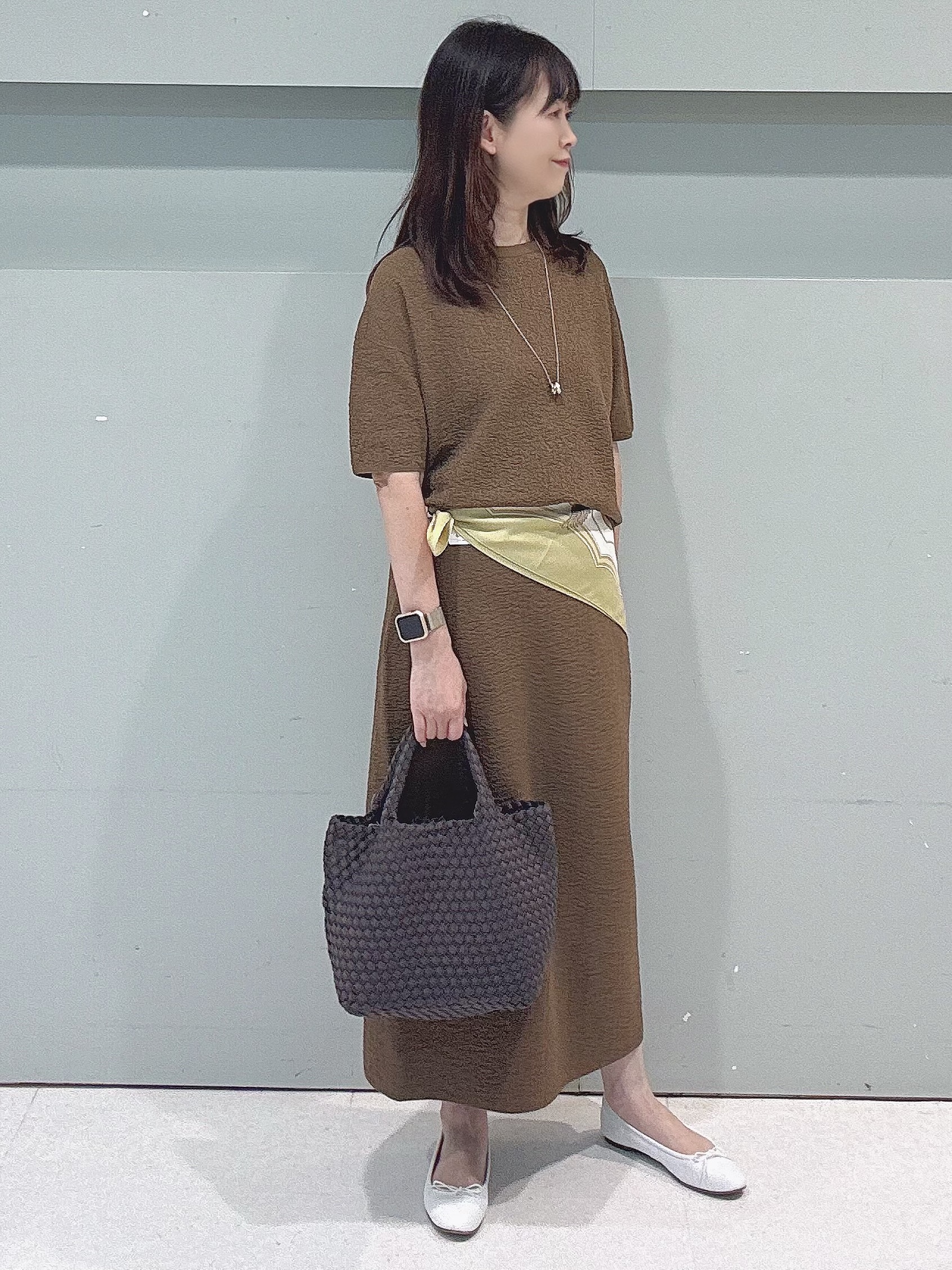 makiさんの「UNTITLED｜【セットアップ可/ストレッチ性】ドライタッチニットプルオーバー」を使ったコーディネート