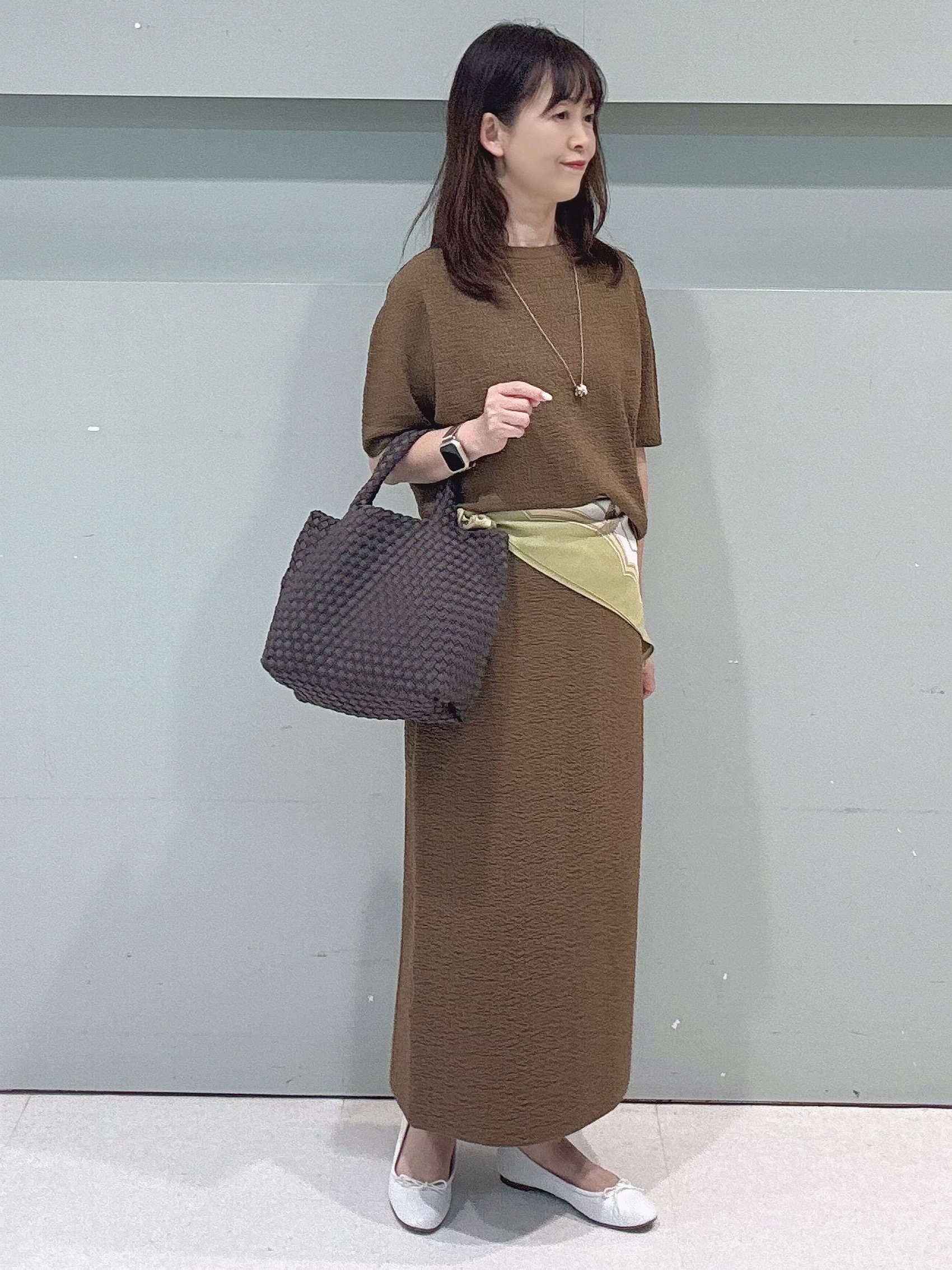 makiさんの「UNTITLED｜【セットアップ可/ストレッチ性】ドライタッチニットプルオーバー」を使ったコーディネート