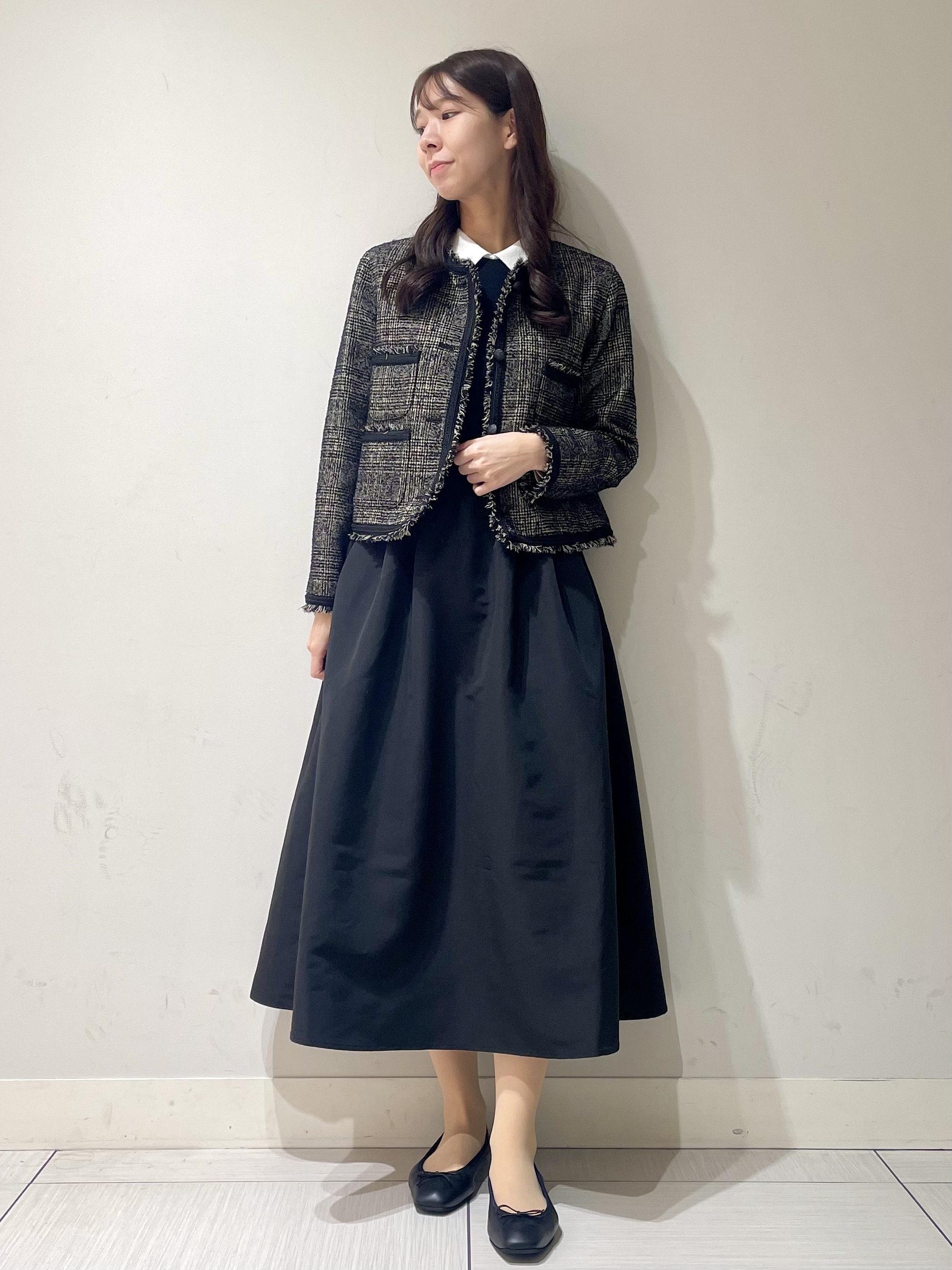 ことさんの「DRESSTERIOR｜【セットアップ可】ループグレンチェックノーカラージャケット」を使ったコーディネート
