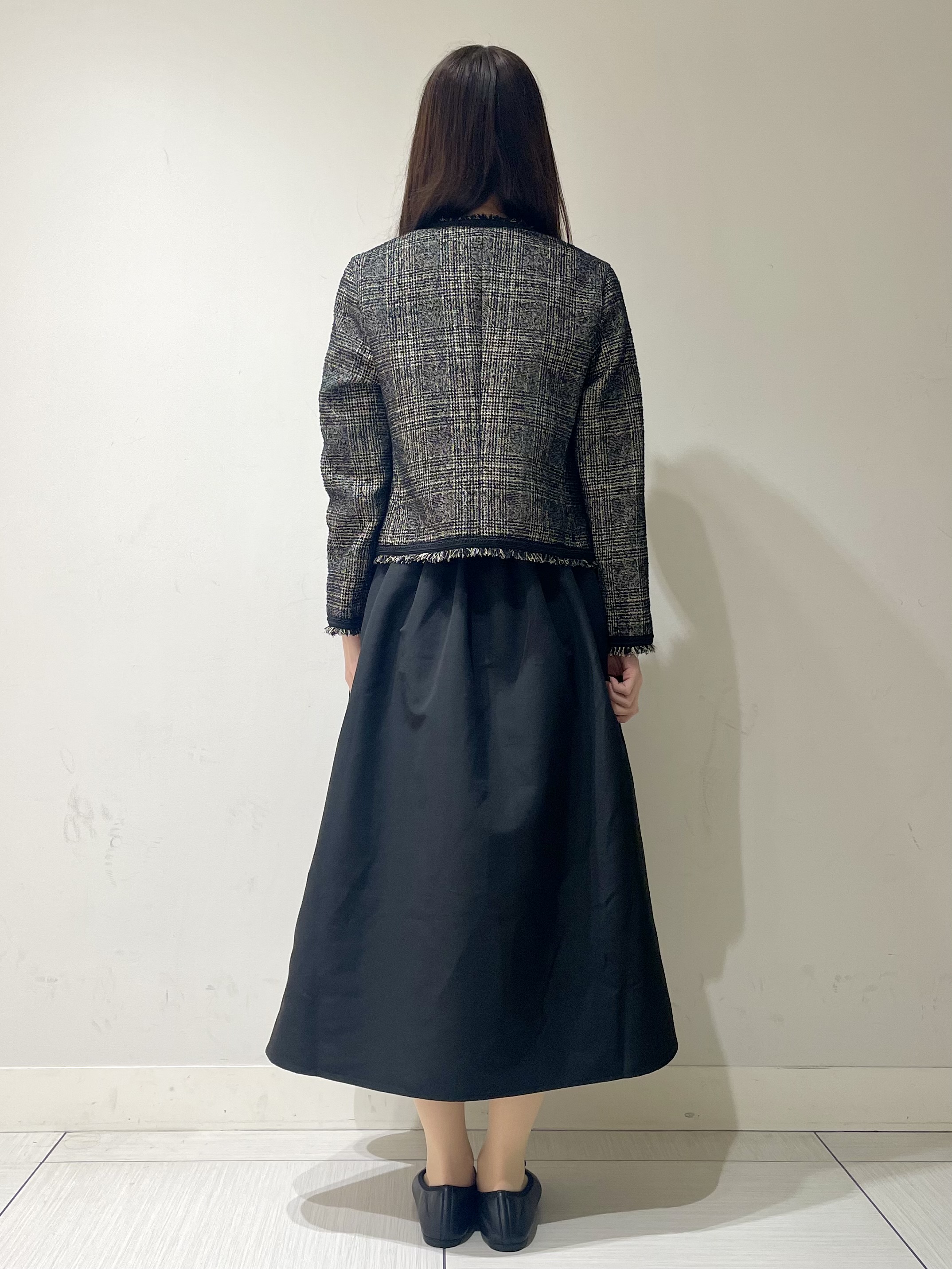 ことさんの「DRESSTERIOR｜【セットアップ可】ループグレンチェックノーカラージャケット」を使ったコーディネート