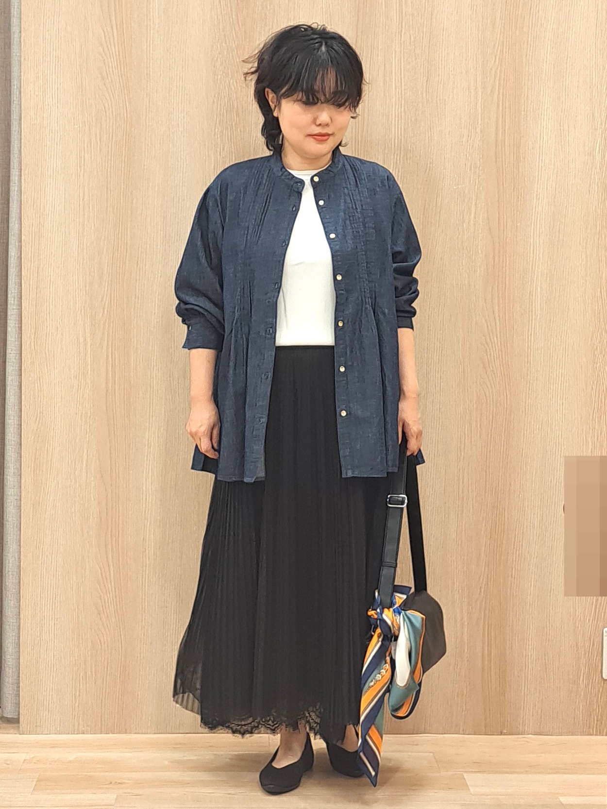 ふるさんの「grove｜バイカラーフラワーフレアスカート」を使ったコーディネート