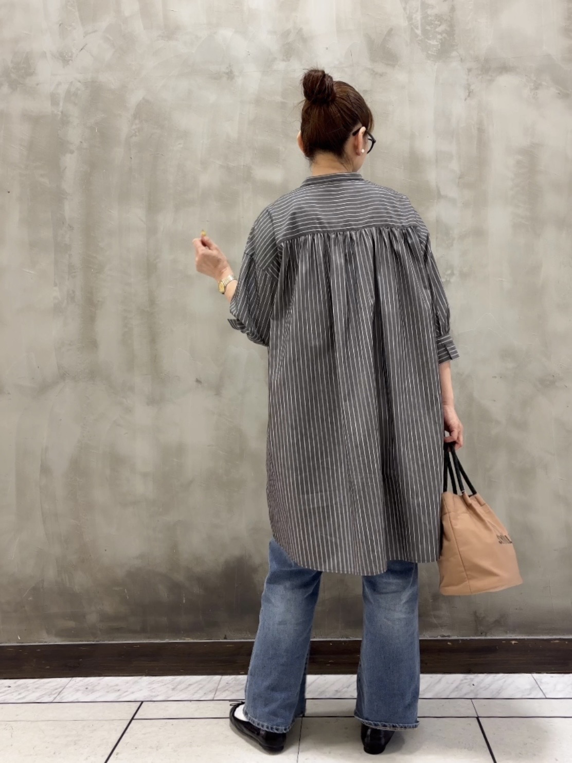 Yasucoさんの「Dessin｜【UVカット】チュニックストライプシャツ6分袖」を使ったコーディネート