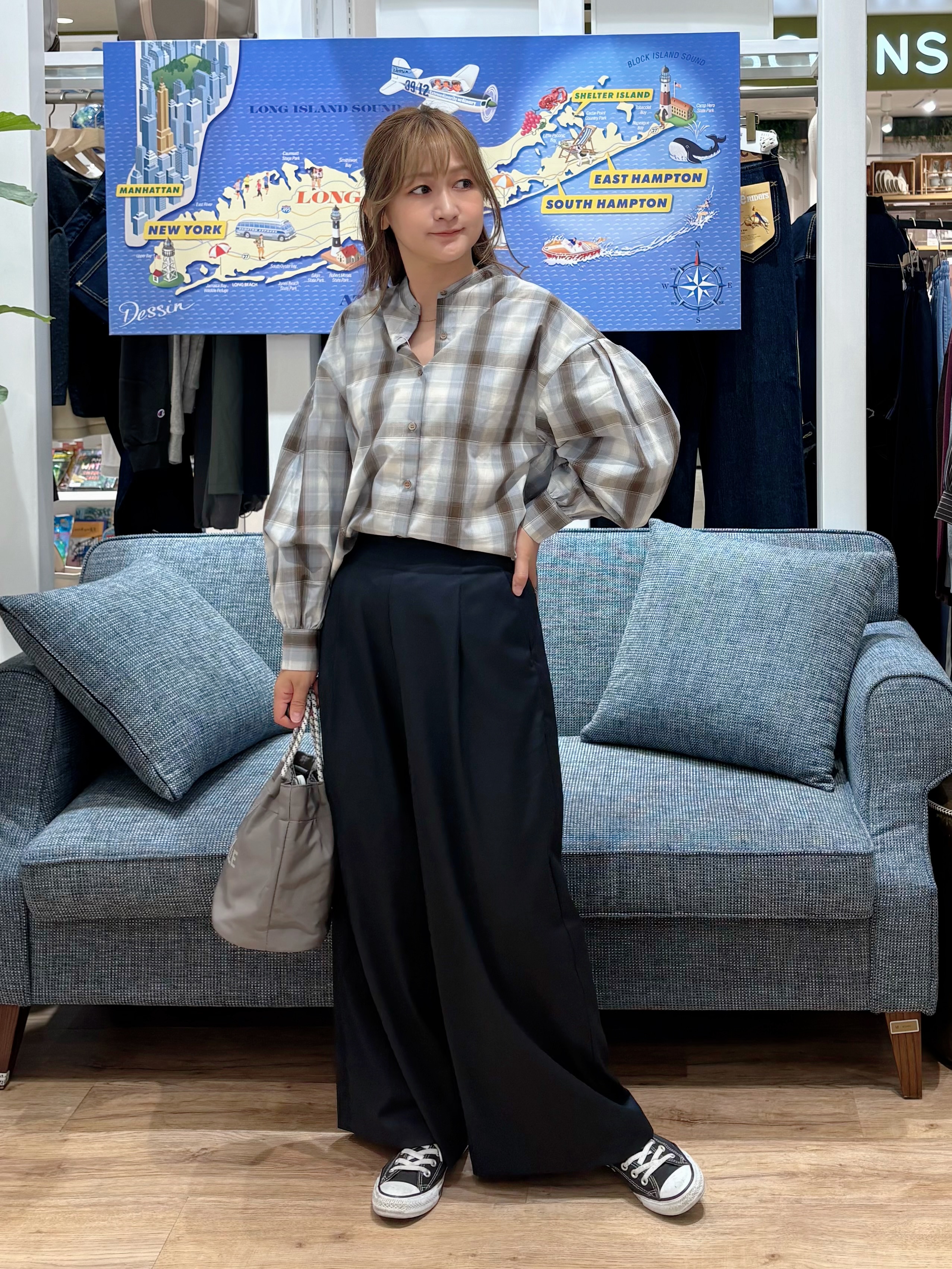yuinaさんの「Dessin｜【手洗い可/シワになりにくい】オンブレーチェックシャツ」を使ったコーディネート
