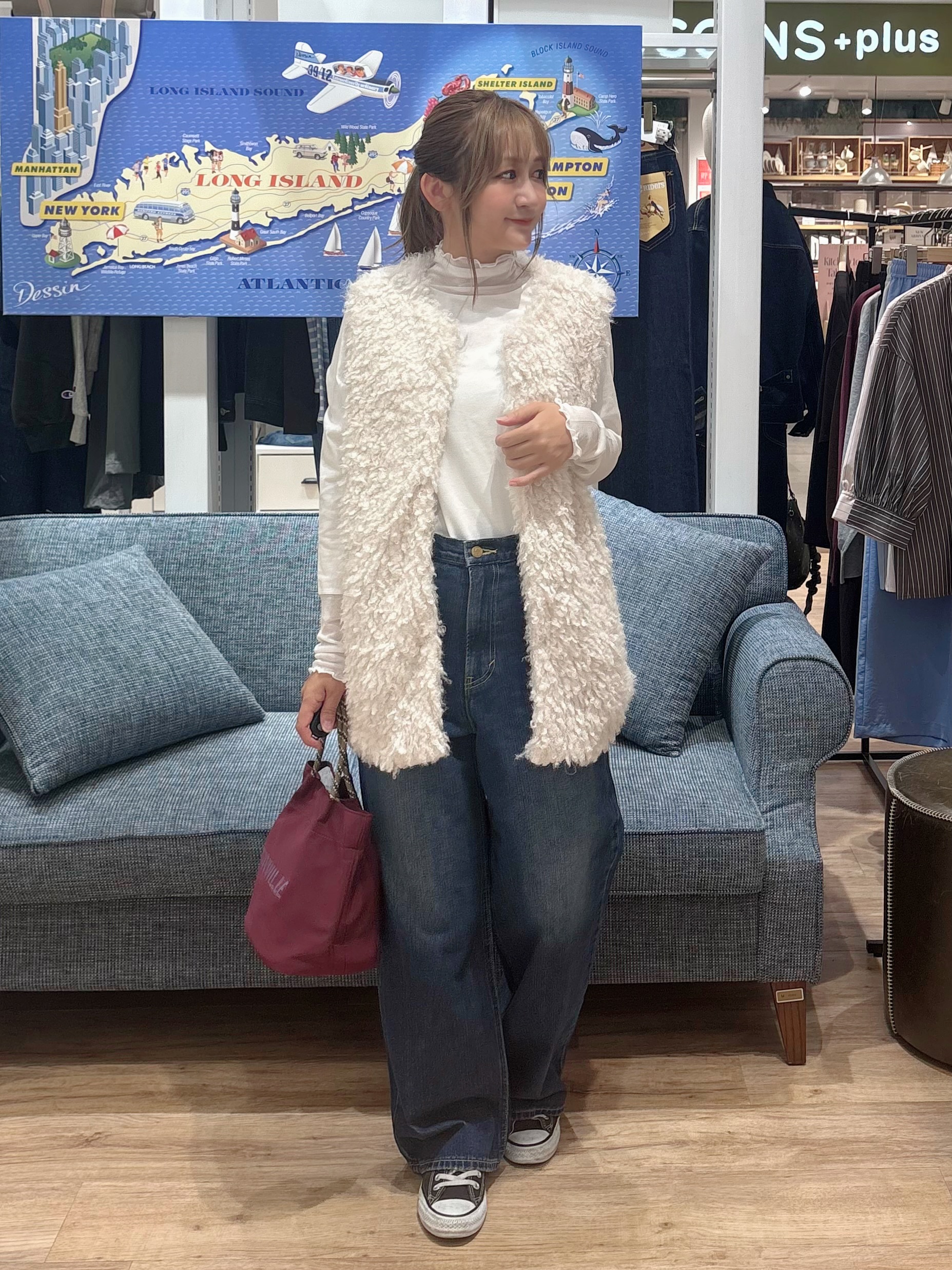 yuinaさんの「Dessin｜フェイクファージレ」を使ったコーディネート