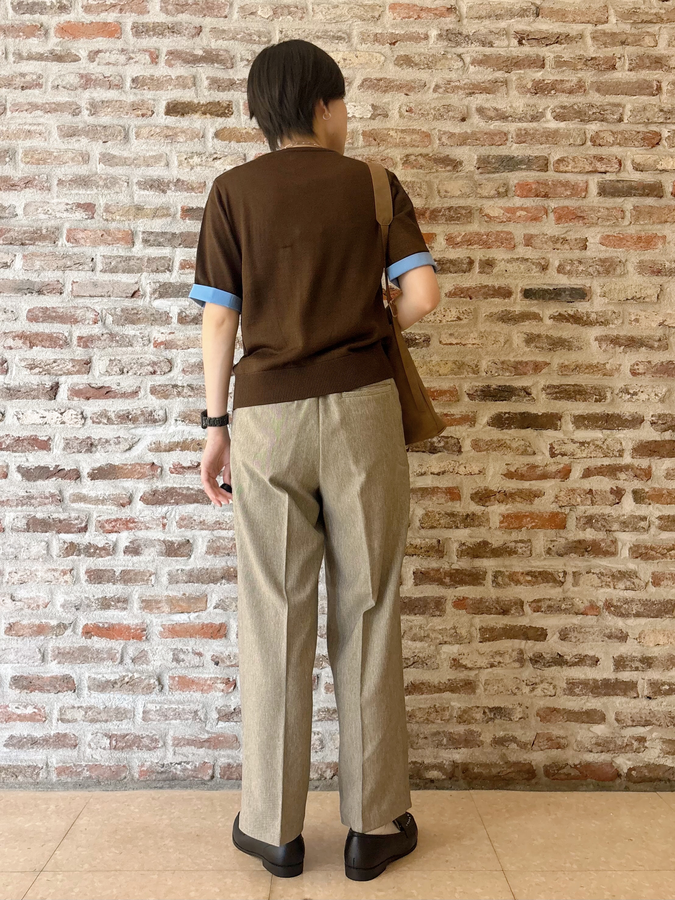 しばさんの「THE SHOP TK｜POLO BCS/アーガイル5分袖ニット」を使ったコーディネート