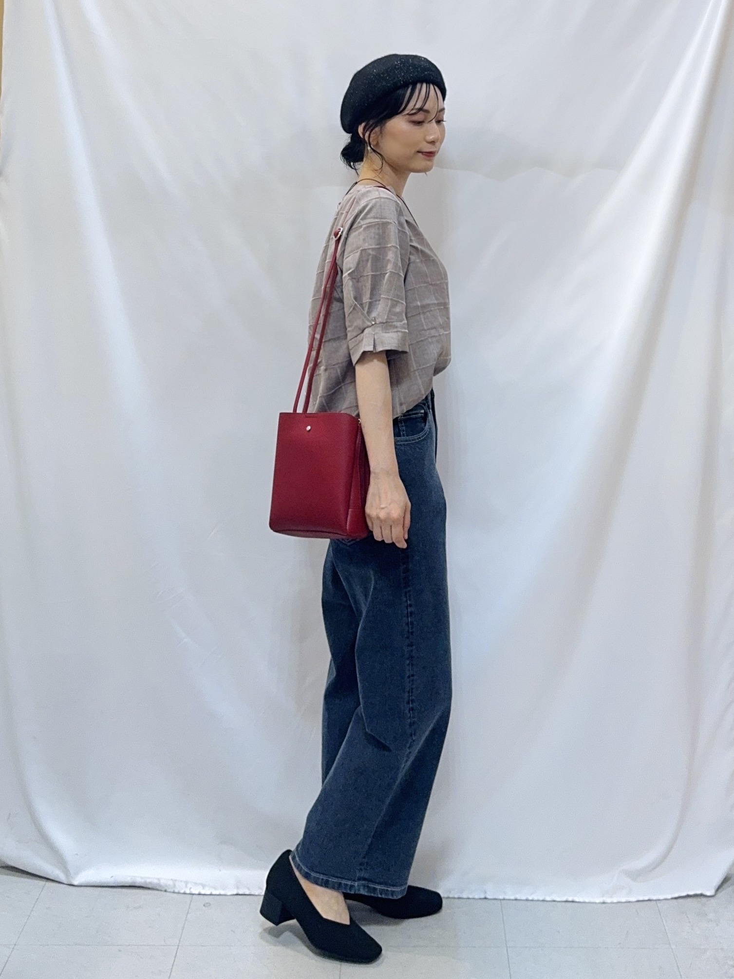 𝐇𝐢𝐫𝐨𝐦𝐢さんの「SHOO･LA･RUE｜【セットアップ可/S-LL】1枚で秋気分 モールチェックタックスリーブ ブラウス」を使ったコーディネート
